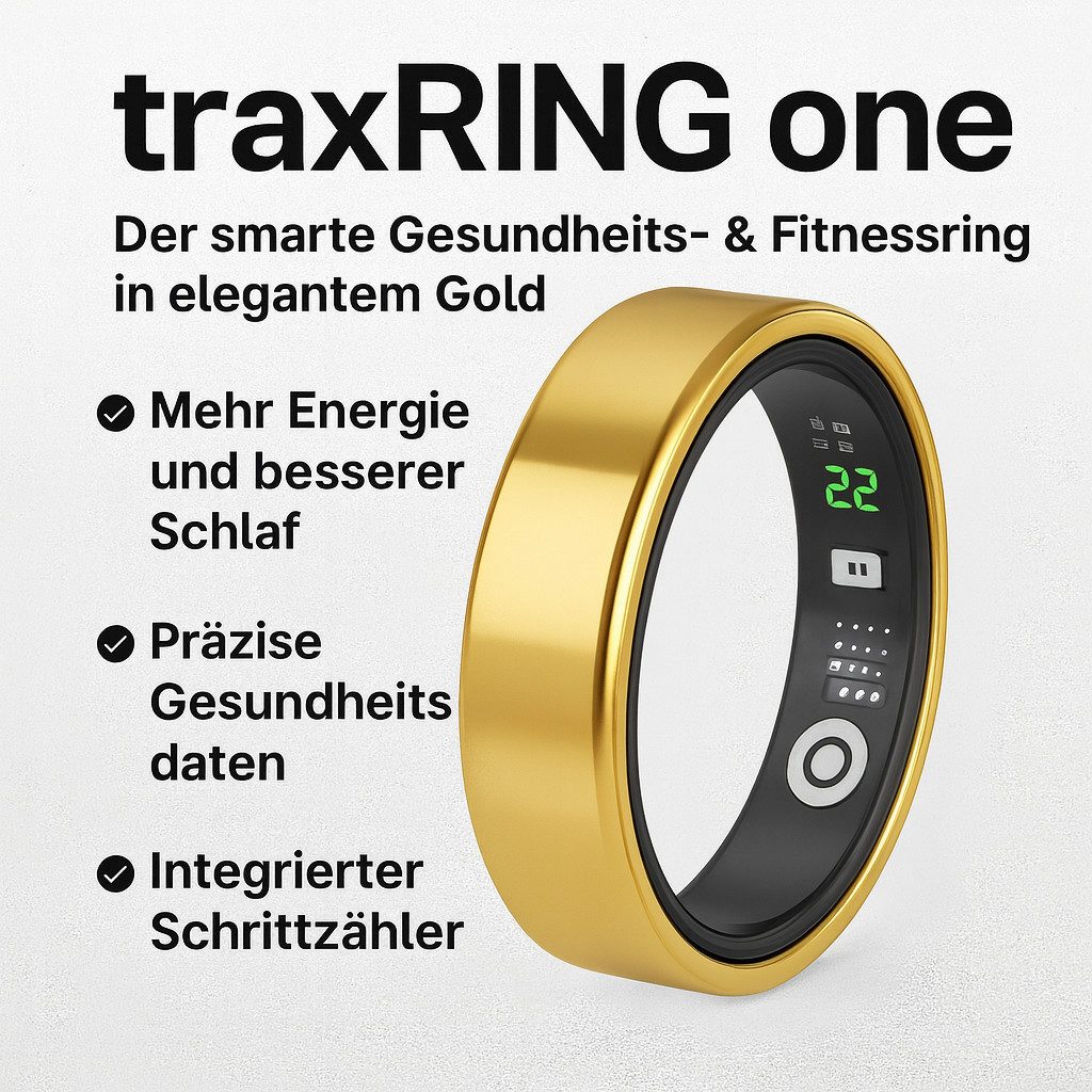 NikuTRAX Fitness-Tracker traxRING one – Smarter Gesundheitsring in Gold – Bild 2 von 3