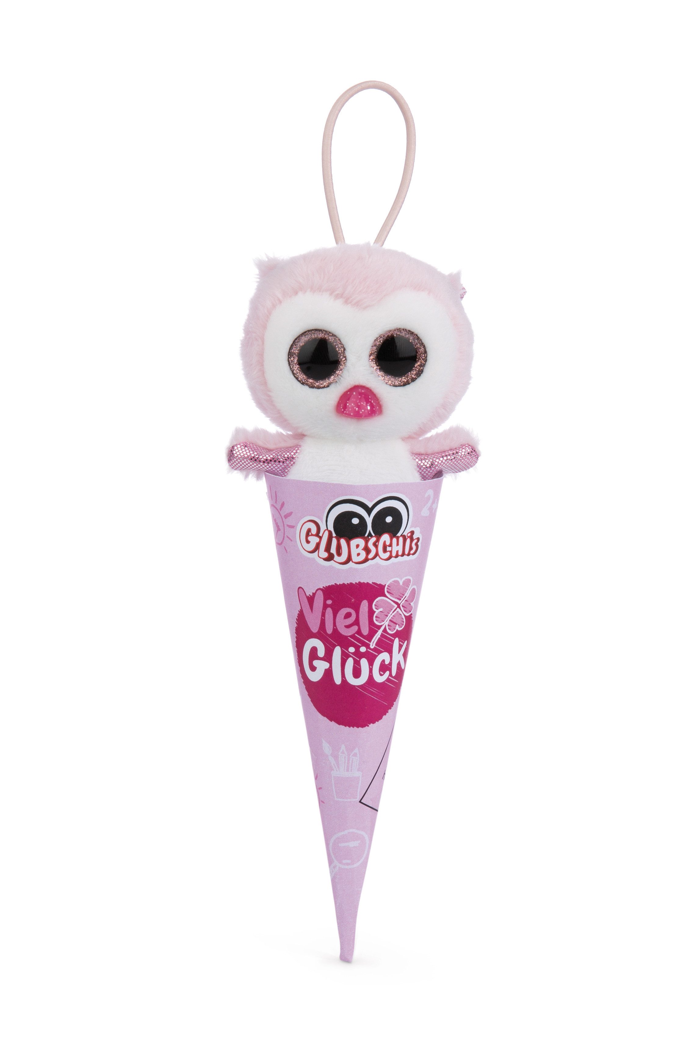 Nici Schultüte Glubschis Kuscheltier Anhänger 9 cm, Eule Rosina Schlüsselanhänger, als Back to School Geschenk, mit großen Glitzeraugen