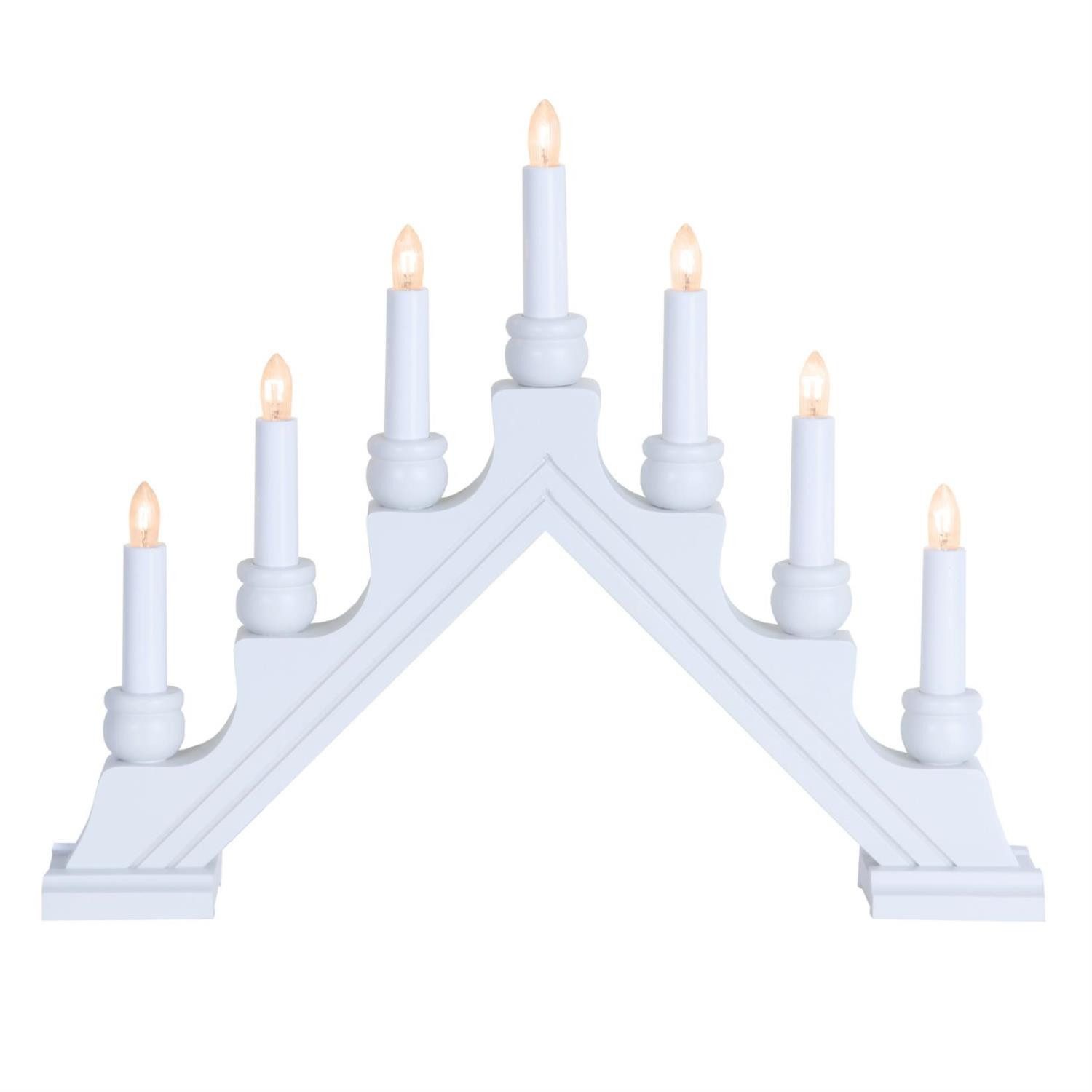 STAR TRADING Fensterleuchter Lichterbogen Schwibbogen Weihnachtsleuchter 7-flammig Schalter weiß, Glühlampe, warmweiß (2100K bis 3000K)