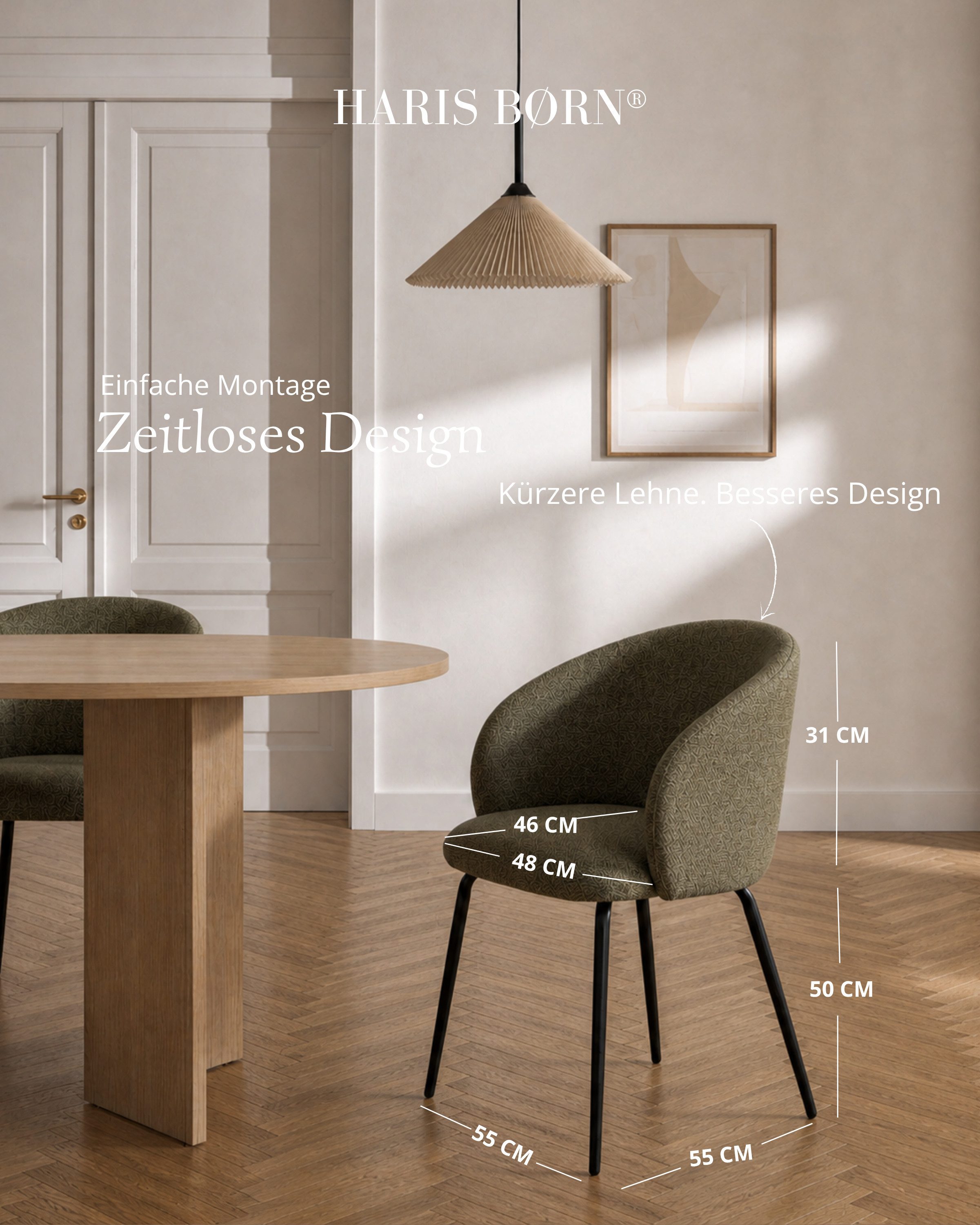 Haris Børn Esszimmerstuhl mit Armlehnen - Hochwertige Polsterstühle für Esszimmer (Set, 2 St), Premium Esszimmer Stühle & Wohnzimmer Stühle