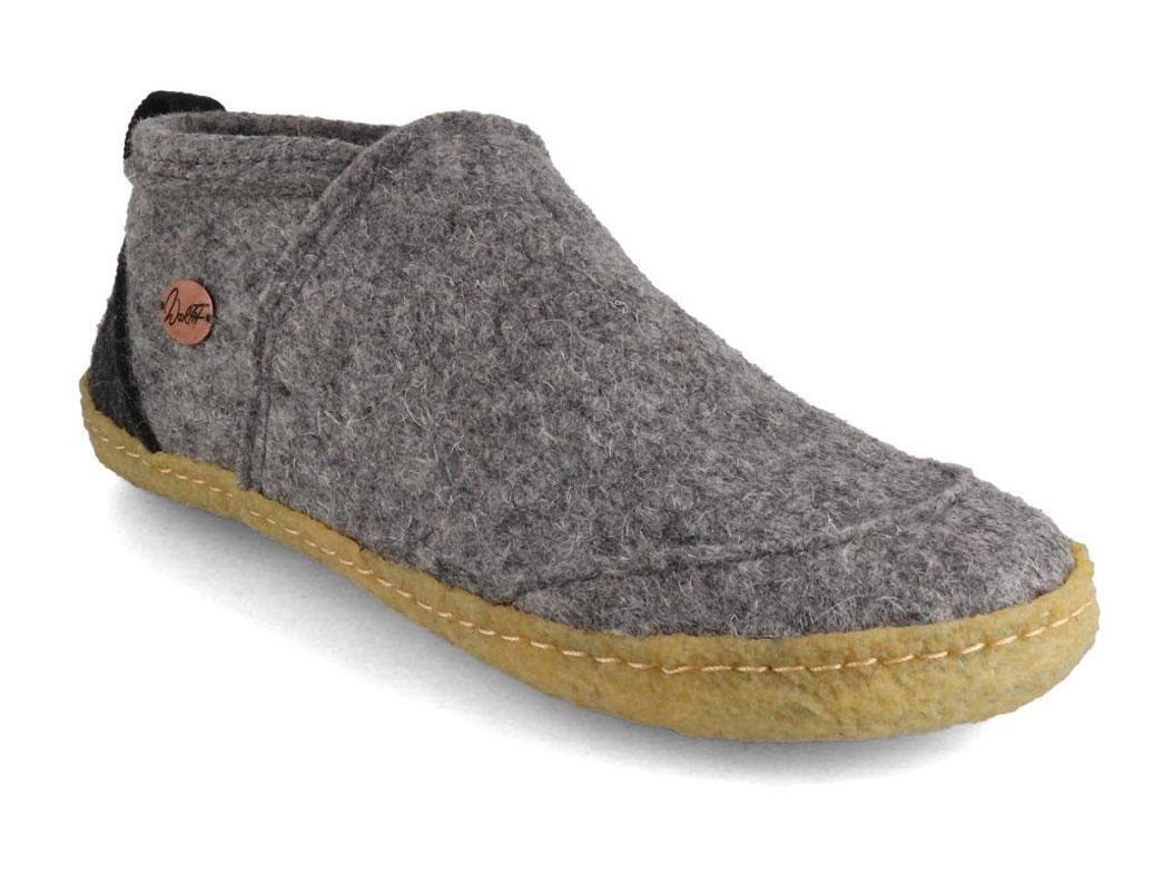 WoolFit Homeoffice Hausschuhe Taiga Hausschuh mit Naturkautschuk Sohle
