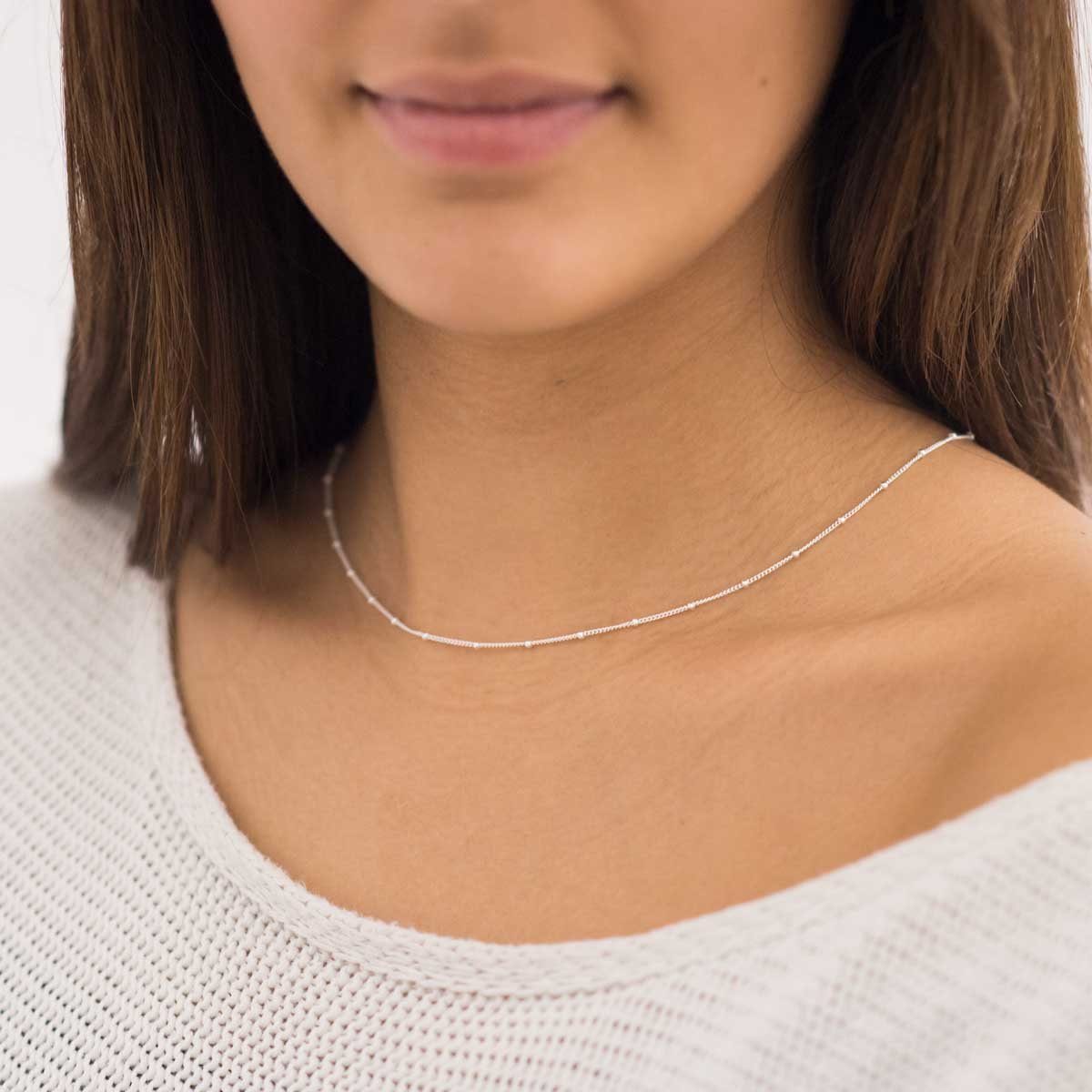 Materia Silberkette Damen Mädchen Silber Panzerkette Kugeln K80, 925 Sterling Silber – Bild 2 von 5
