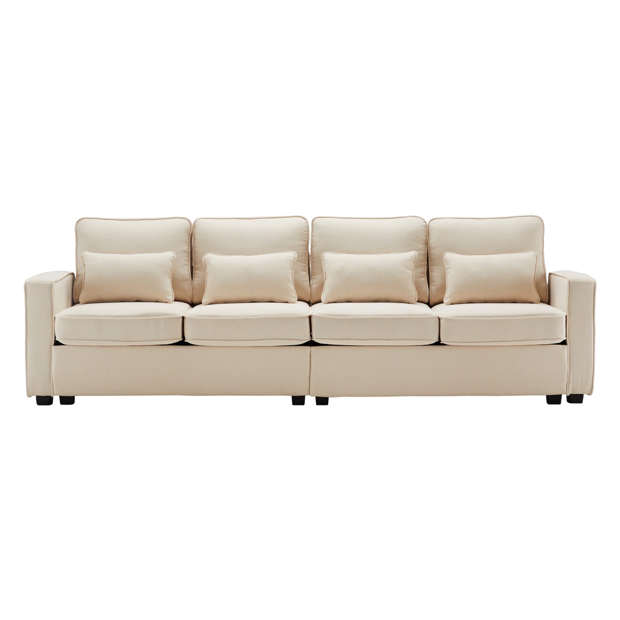 Merax 4-Sitzer mit Seitentaschen und Zierkissen, XXL-Sofa mit Leinenbezug,C günstig online kaufen