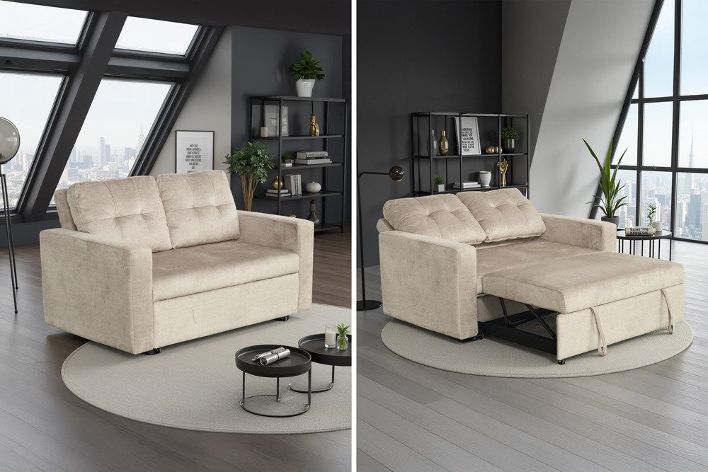 riess-ambiente Schlafsofa SMART 2-Sitzer champagner beige – Samt, ausziehba günstig online kaufen