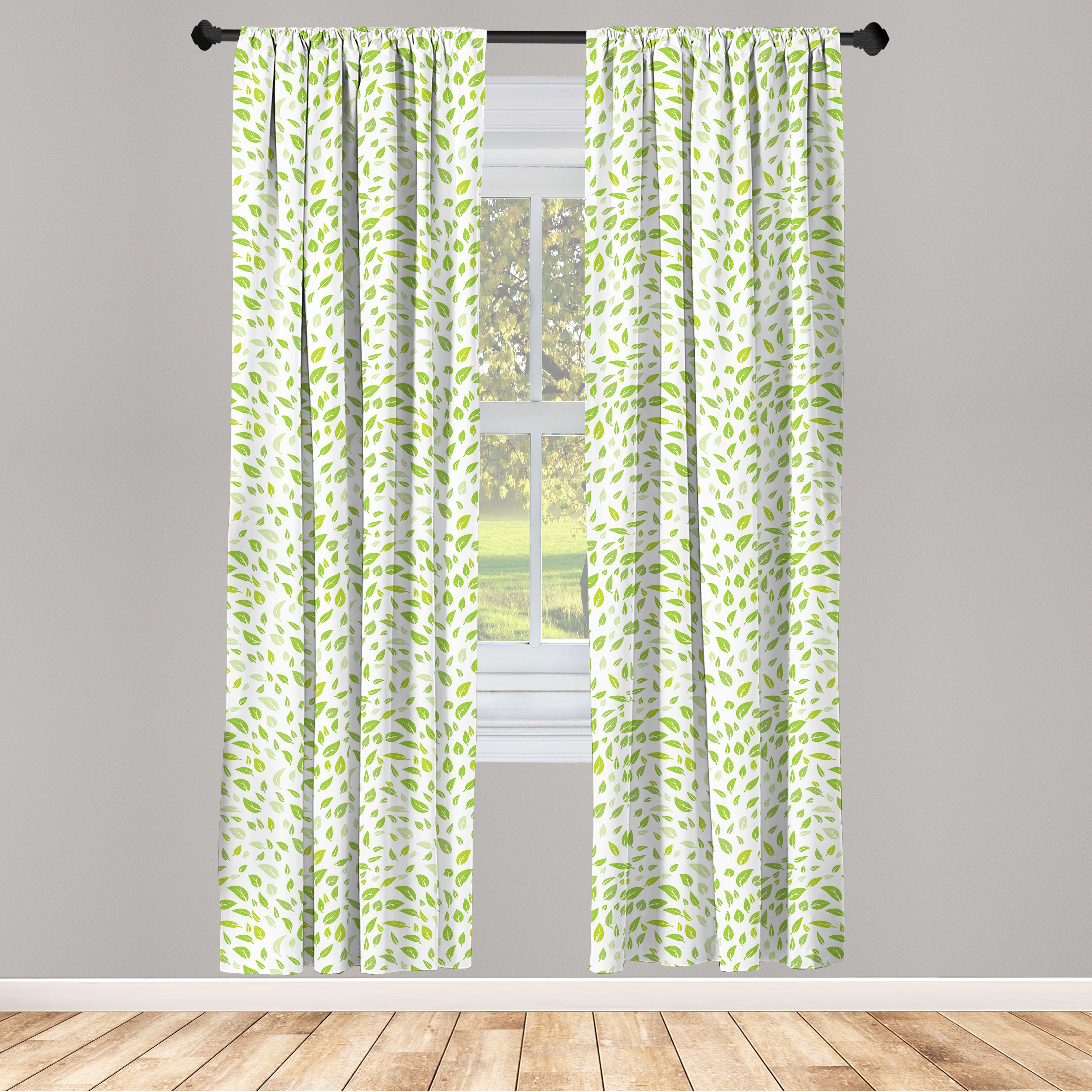 Gardine Vorhang für Wohnzimmer Schlafzimmer Dekor, Abakuhaus, Microfaser, Grün Sommer-Frühlings-Garten-Blatt