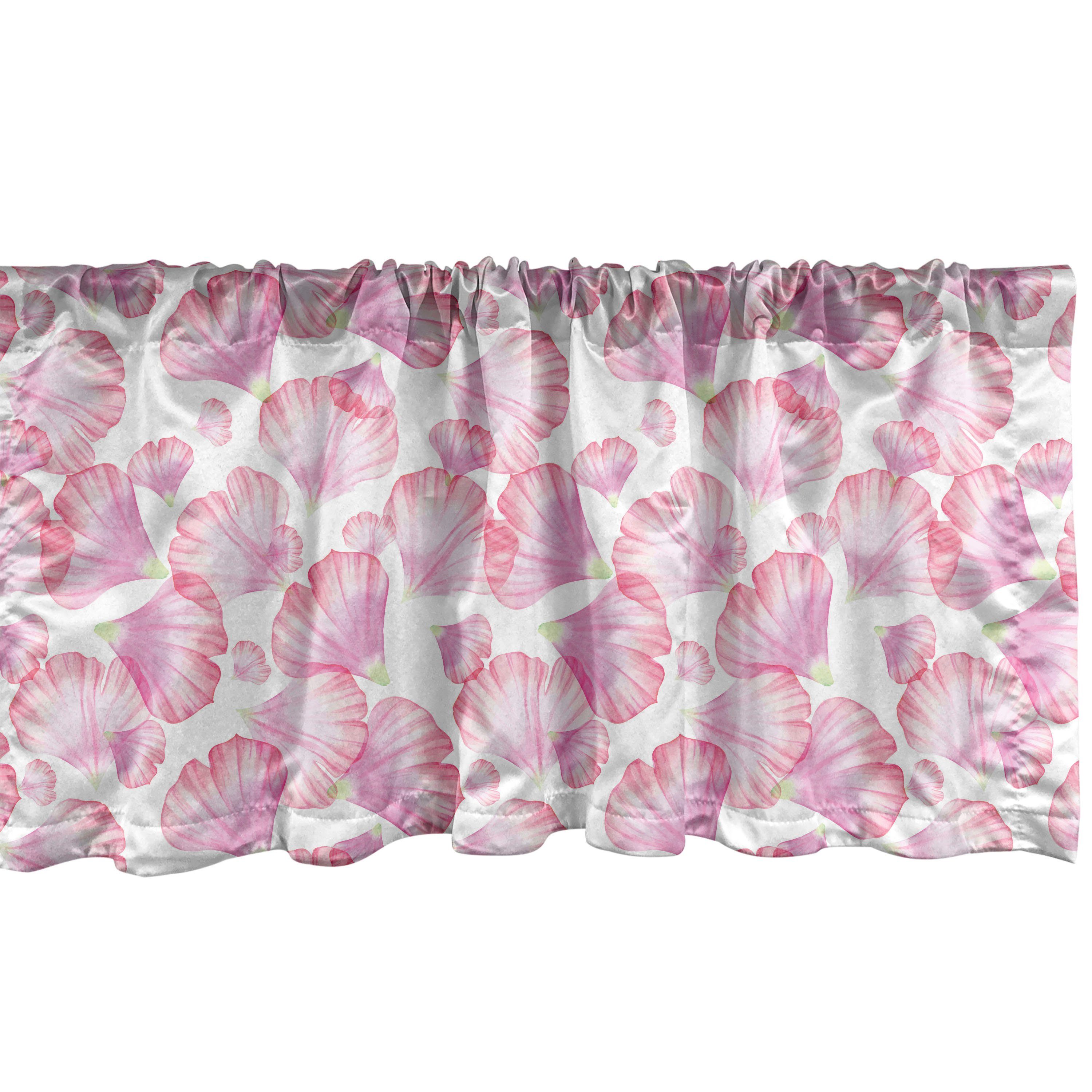 Scheibengardine Vorhang Volant für Küche Schlafzimmer Dekor mit Stangentasche, Abakuhaus, Microfaser, Blume Rose Pflanzen-Kosmetik