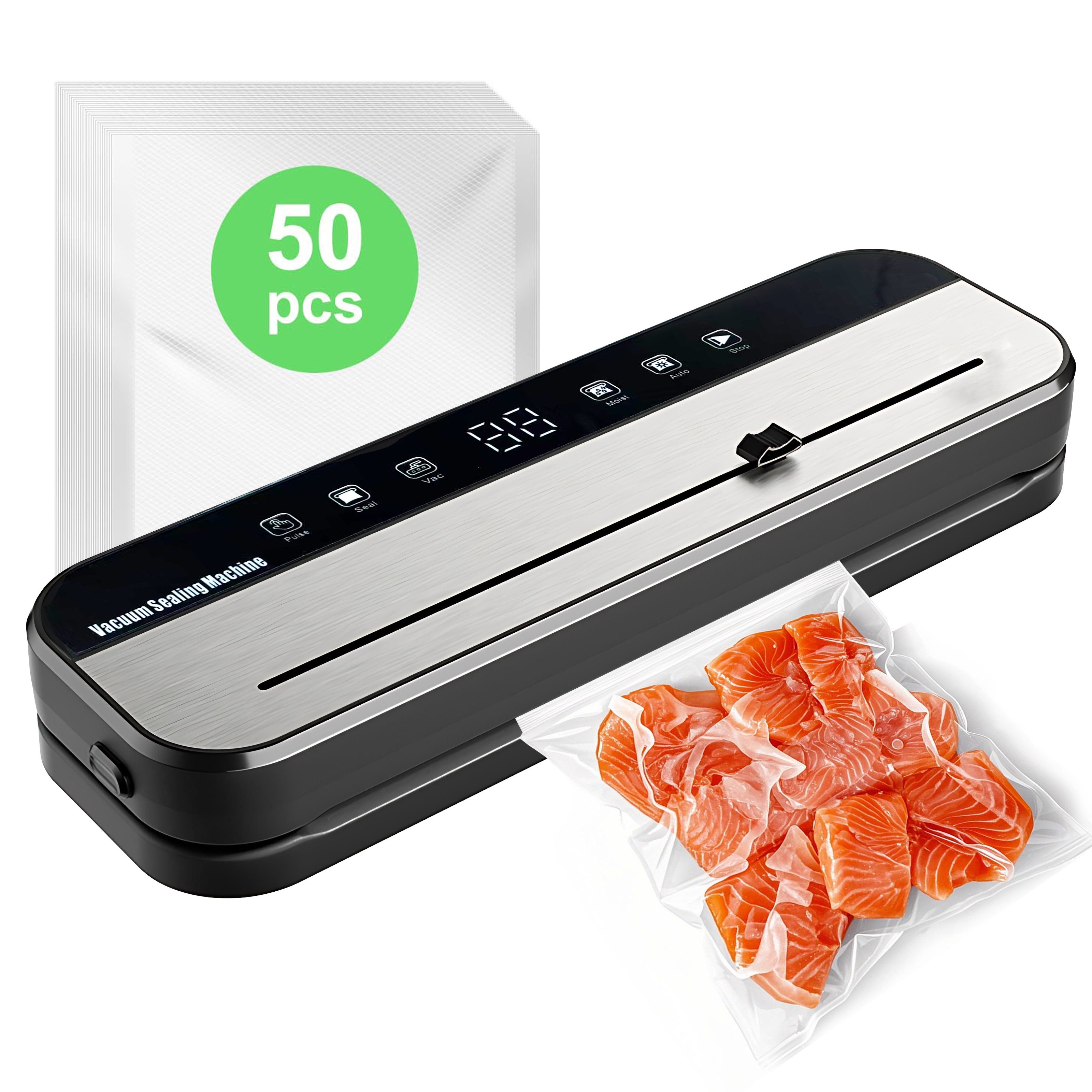 Fine Life Pro Vakuumierer Vakuummaschine: 99% Vakuumrate, 30 cm Verschluss, 50 gratis Beutel, 120W