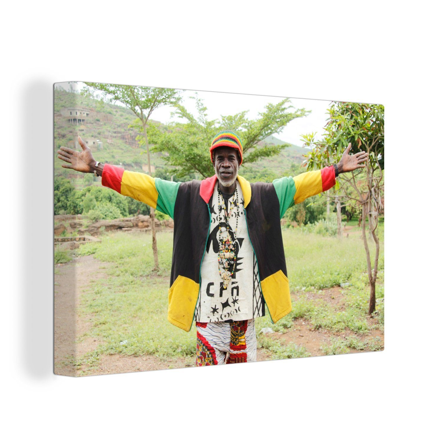 OneMillionCanvasses® Leinwandbild Reggae-Sänger in der Natur, (1 St), Wandbild Leinwandbilder, Aufhängefertig, Wanddeko, 30x20 cm