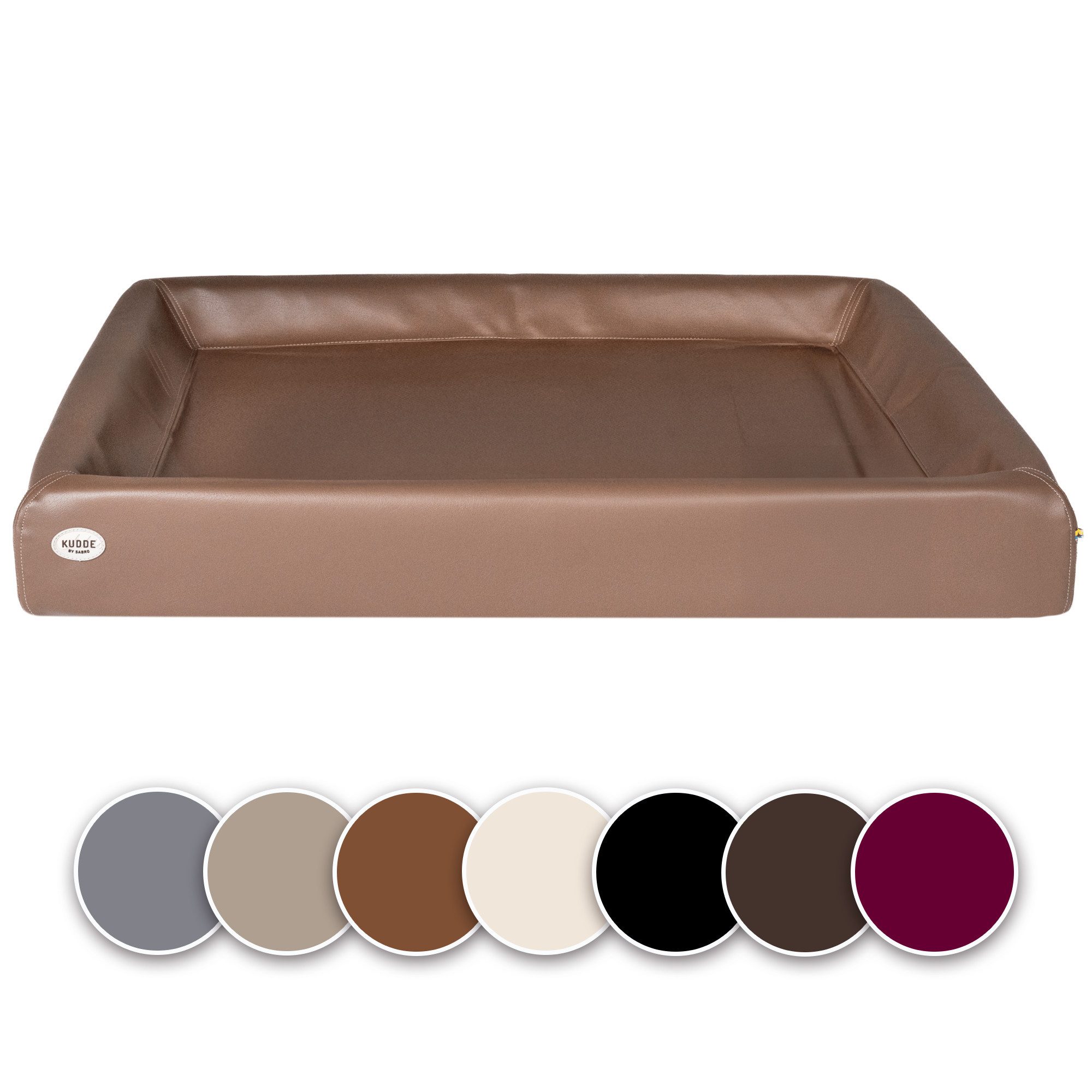 SABRO Hundekorb KUDDE Orthopädisch - Waschbar & Wasserabweisend - Ergonomisch aus, Kunstleder, Premium Hundebett mit wechselbarem Bezug für jede Hundegröße