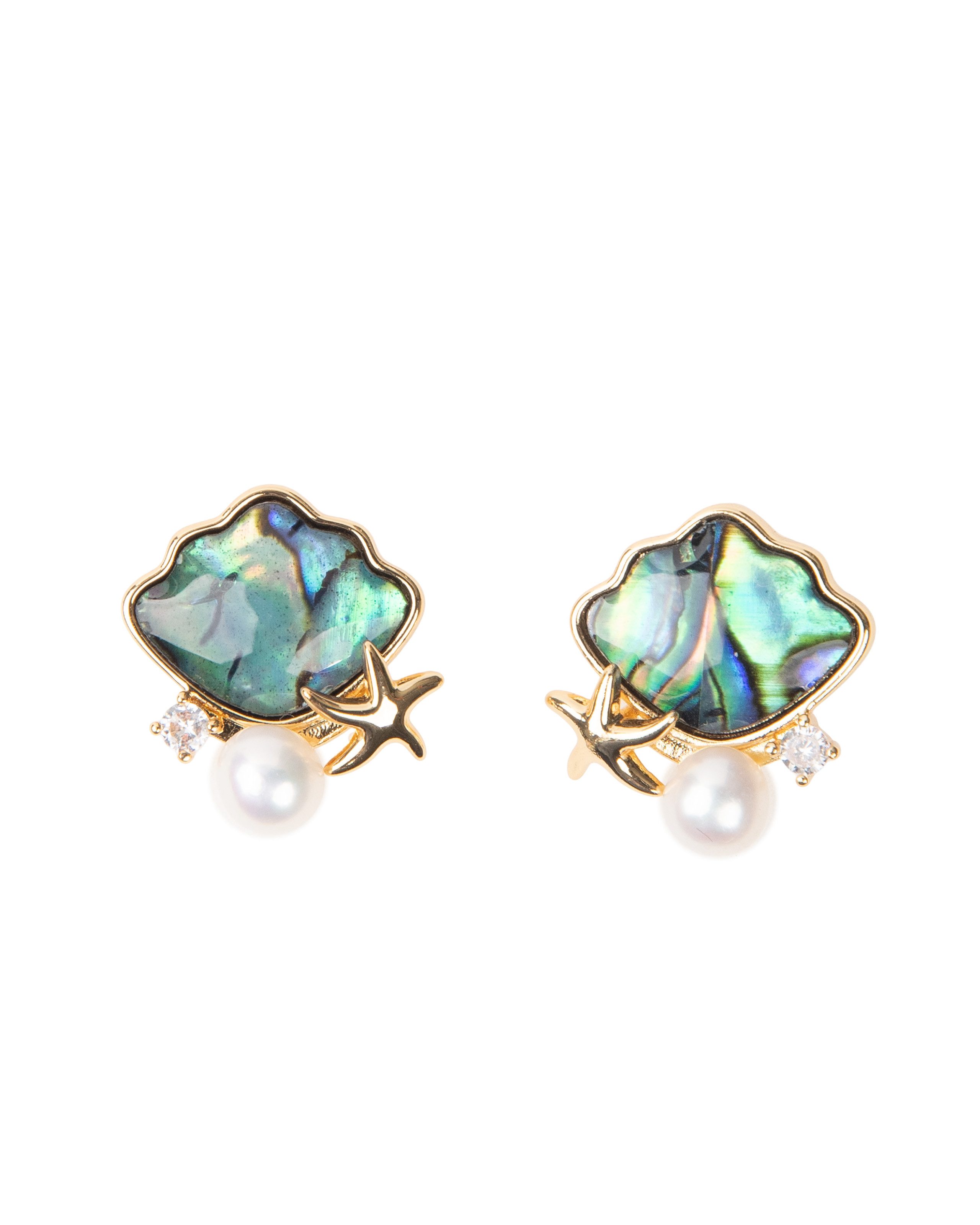 Ohrstecker-Set Ohrringe Abalone Perle Seestern