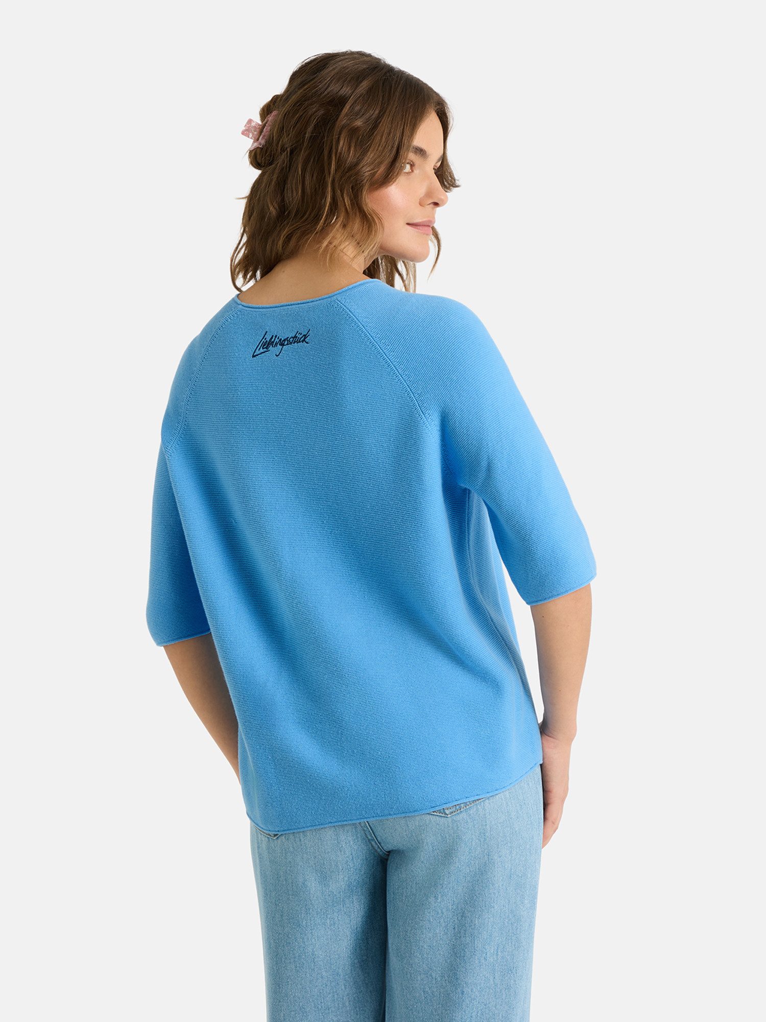 Lieblingsstück Kurzarmpullover KleraEP Halbarm mit Rundhals, unifarben günstig online kaufen