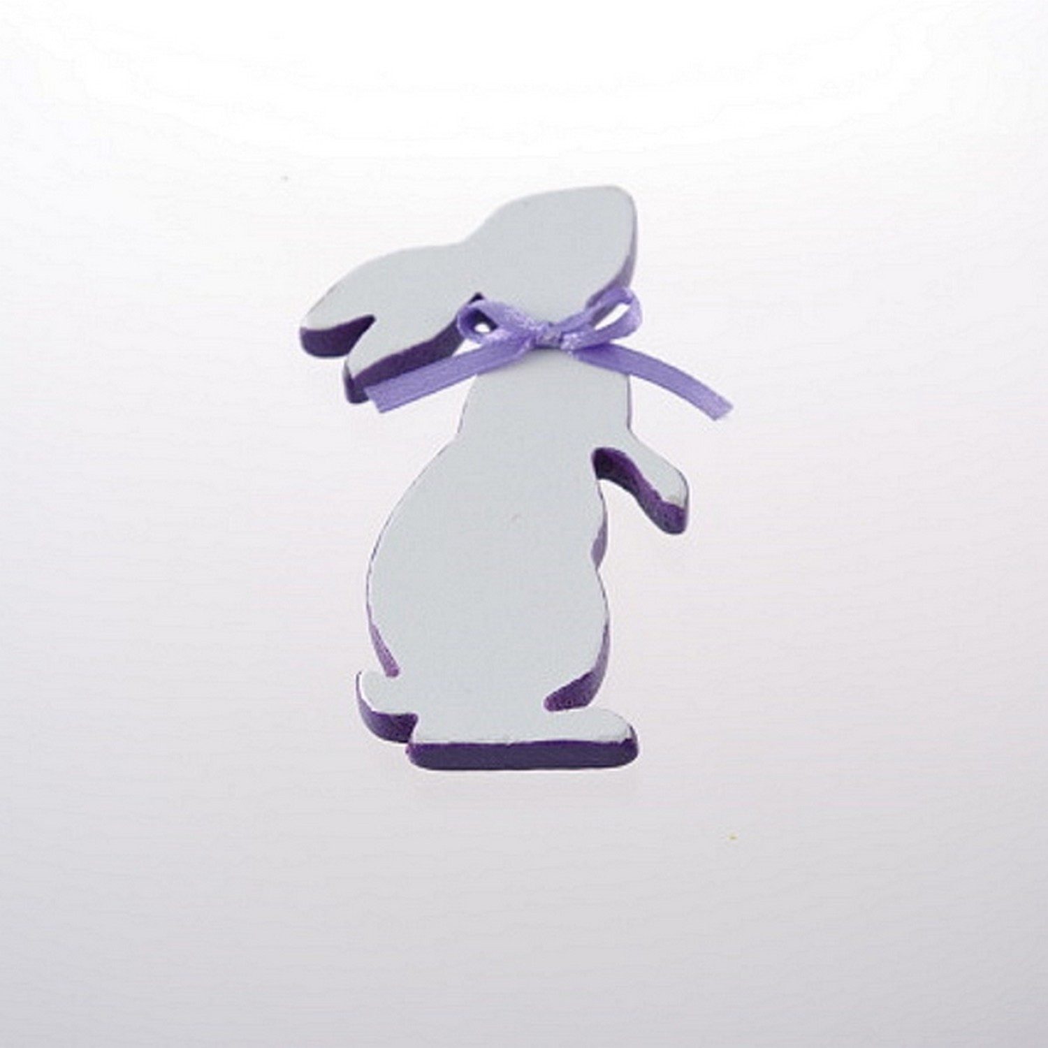 Deko AS Osterhase Holzhase mit Schleife - weiß- lavendel - 8 cm - 12 Stück - A 994… (12 St., 1 VE = 12 Stück), mit Dekoschleifchen