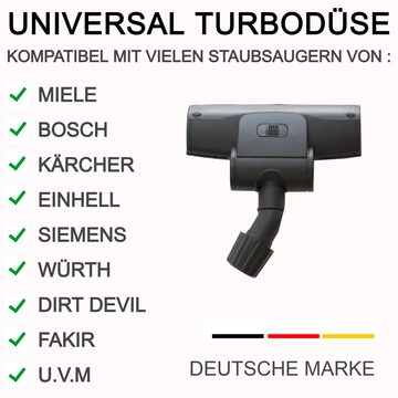 Maxorado Turbodüse Staubsauger Turbodüse Universal für Bosch Siemens Kärcher Turbobürste, Zubehör für Bodenstaubsauger, Haushaltsstaubsuager, Industriestaubsauger, (1-tlg), Drehende Turbowalze, 2 Räder, 2 Laufrollen, Regler