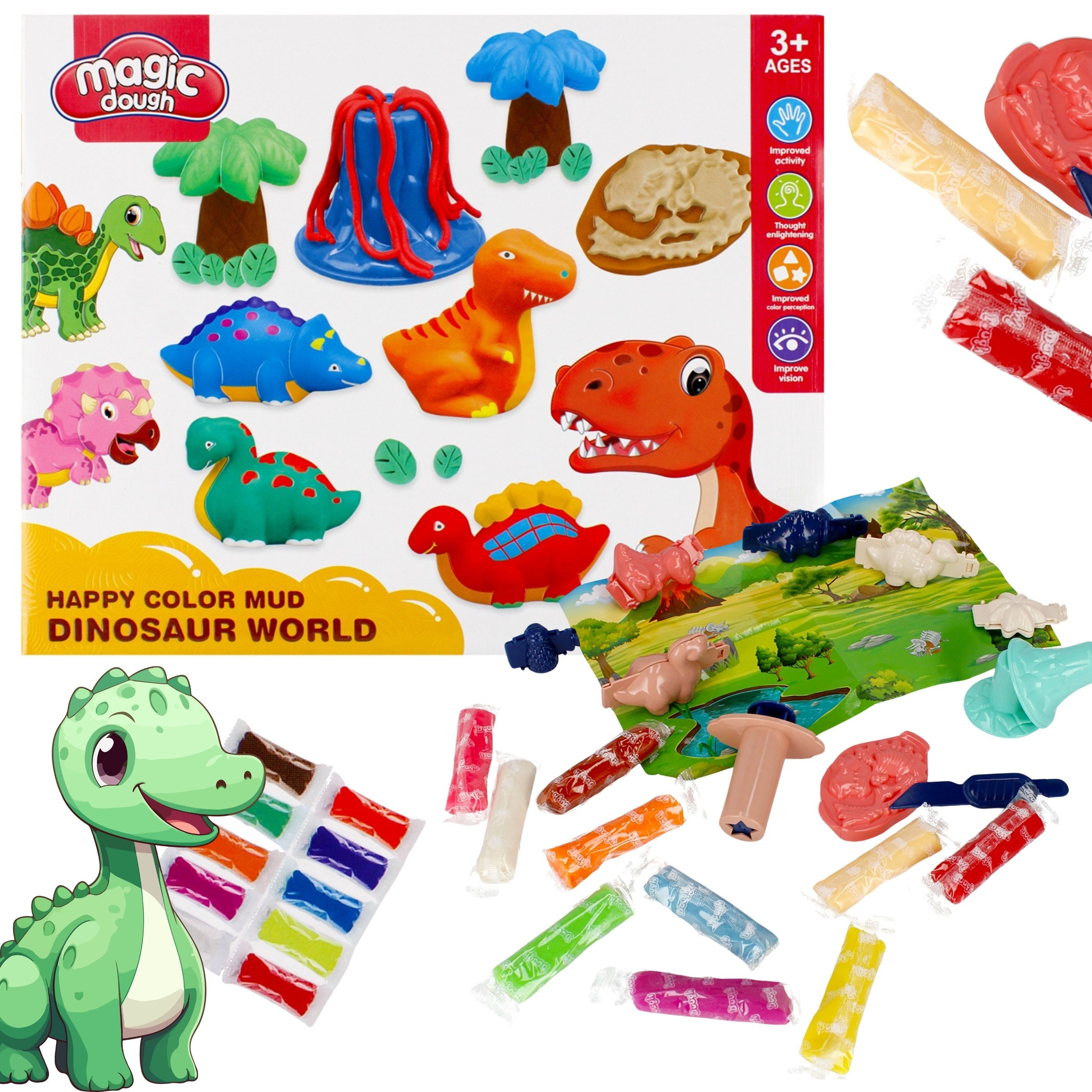 Modelliermasse Dinosaurier Kunststoffmasse mit Zubehör Dino 3+ MEGA CREATIVE