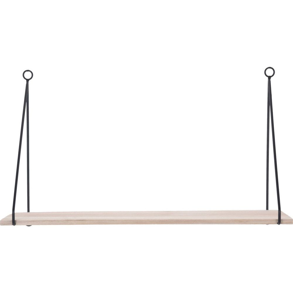 Koopmann Wandhalterung Wandregal - schwarz/natur - Metall/Holz - ca. 15 x 50 x 1 cm
