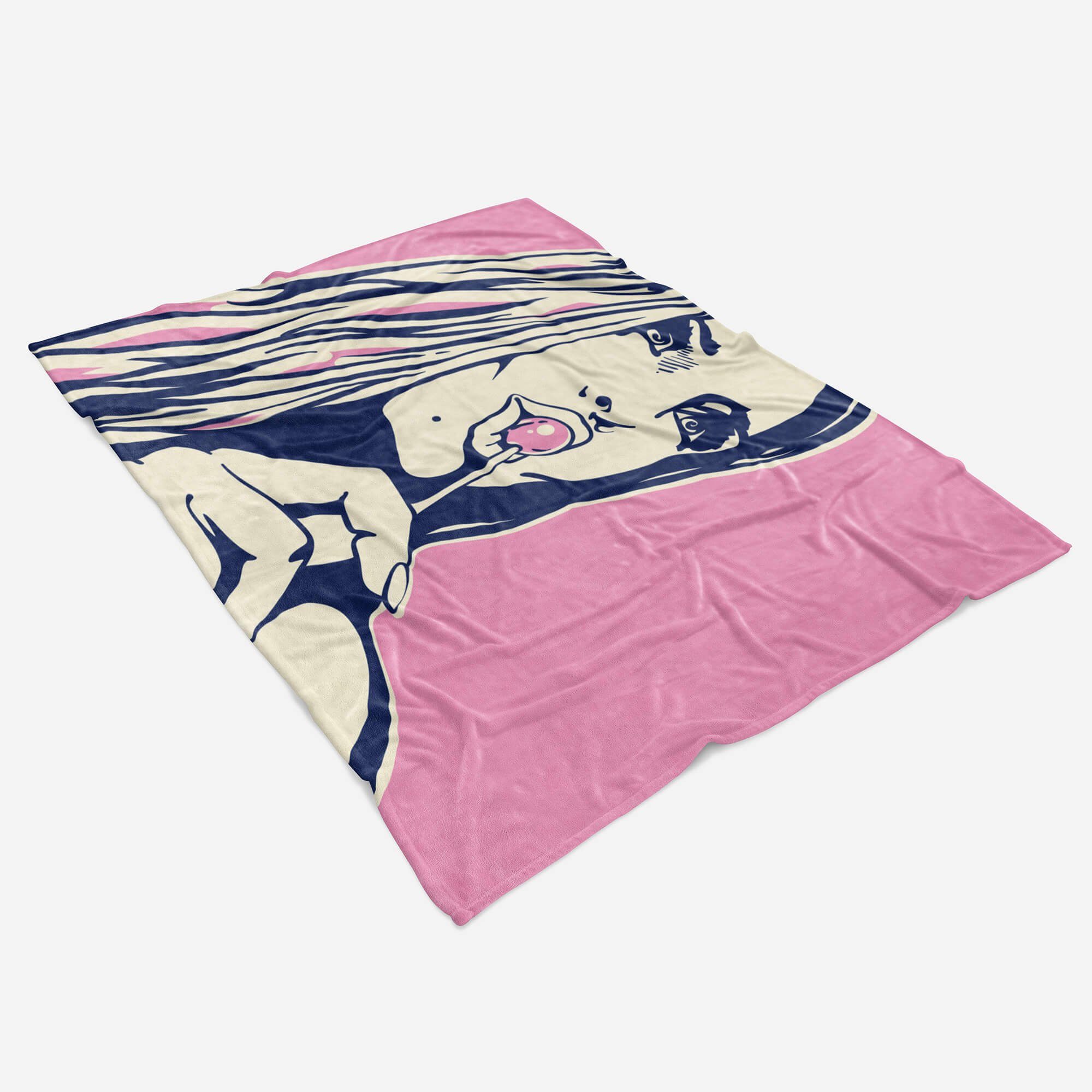 Baumwolle-Polyester-Mix Art Saunatuch Handtücher Handtuch (1-St), P, Sinus Kuscheldecke mit Handtuch mit Fotomotiv Lolipop Strandhandtuch Frau