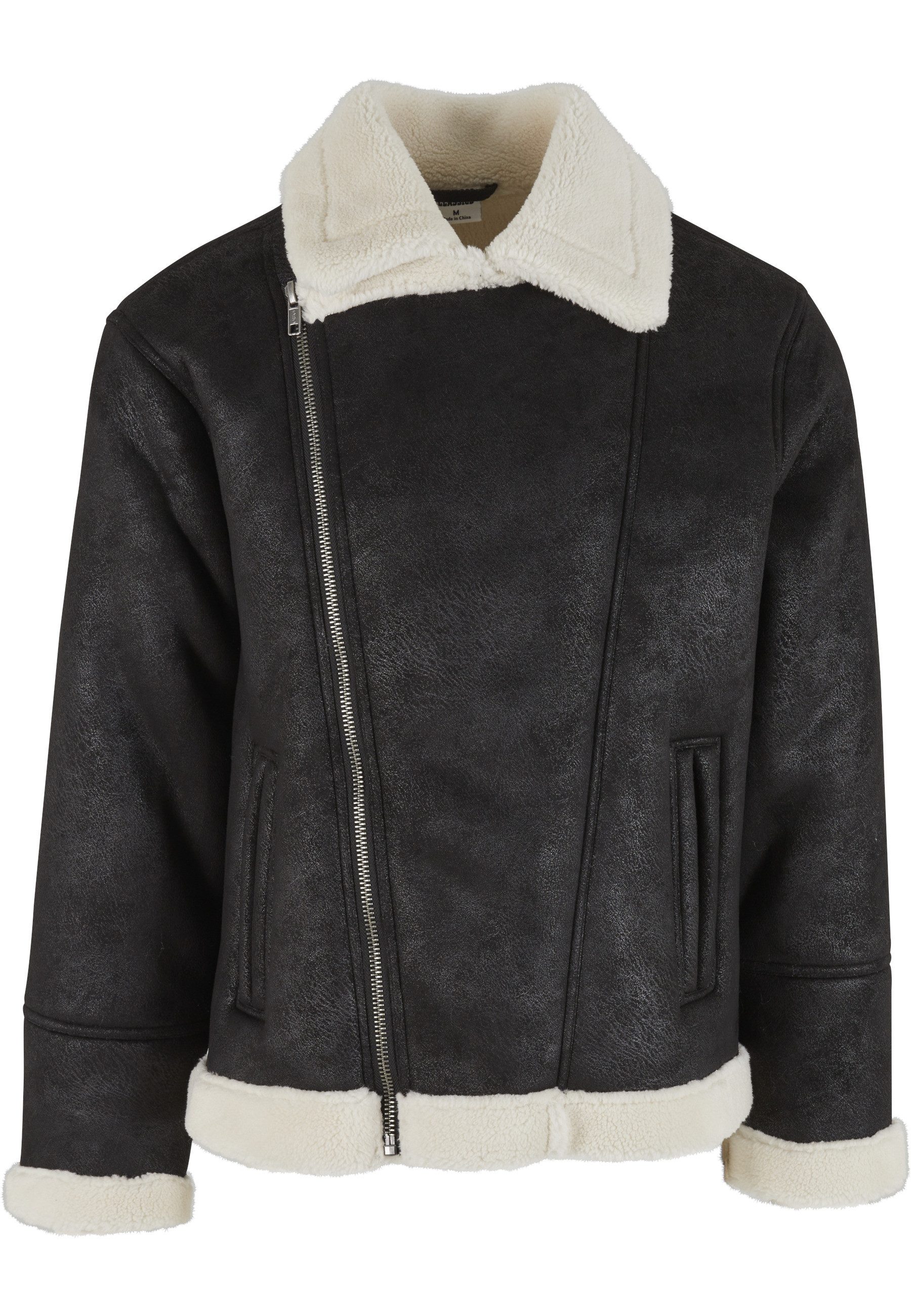 URBAN CLASSICS Winterjacke Urban Classics Shearling Biker Jacket (1-St)