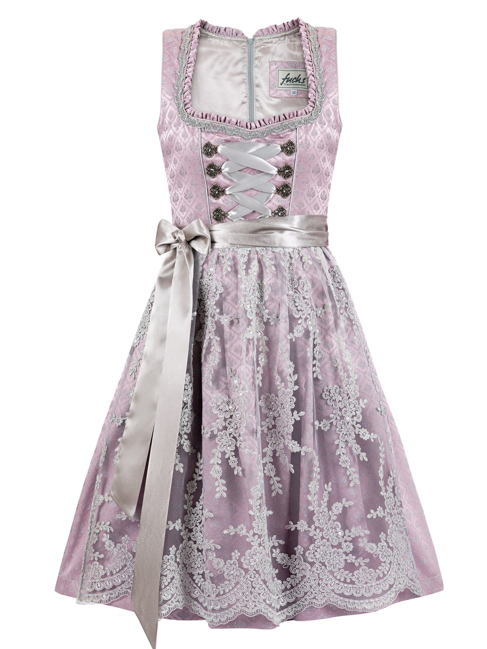 Trachten24.de Dirndl Midi Dirndl Lina rosa (2-tlg) Rockteil 60cm