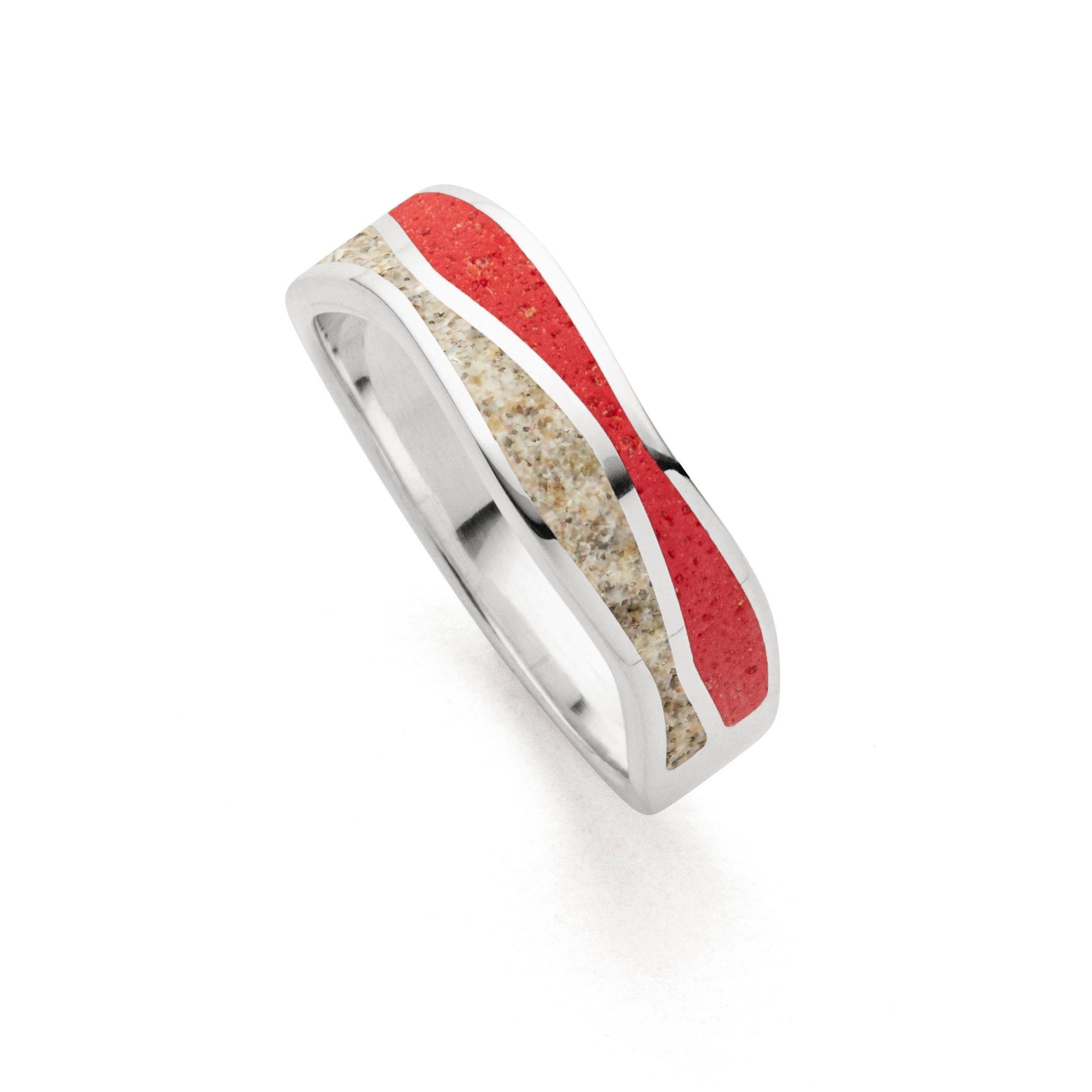 Fingerring DUR Schmuck: Ring "Welle" mit Strandsand und Koralle R5852