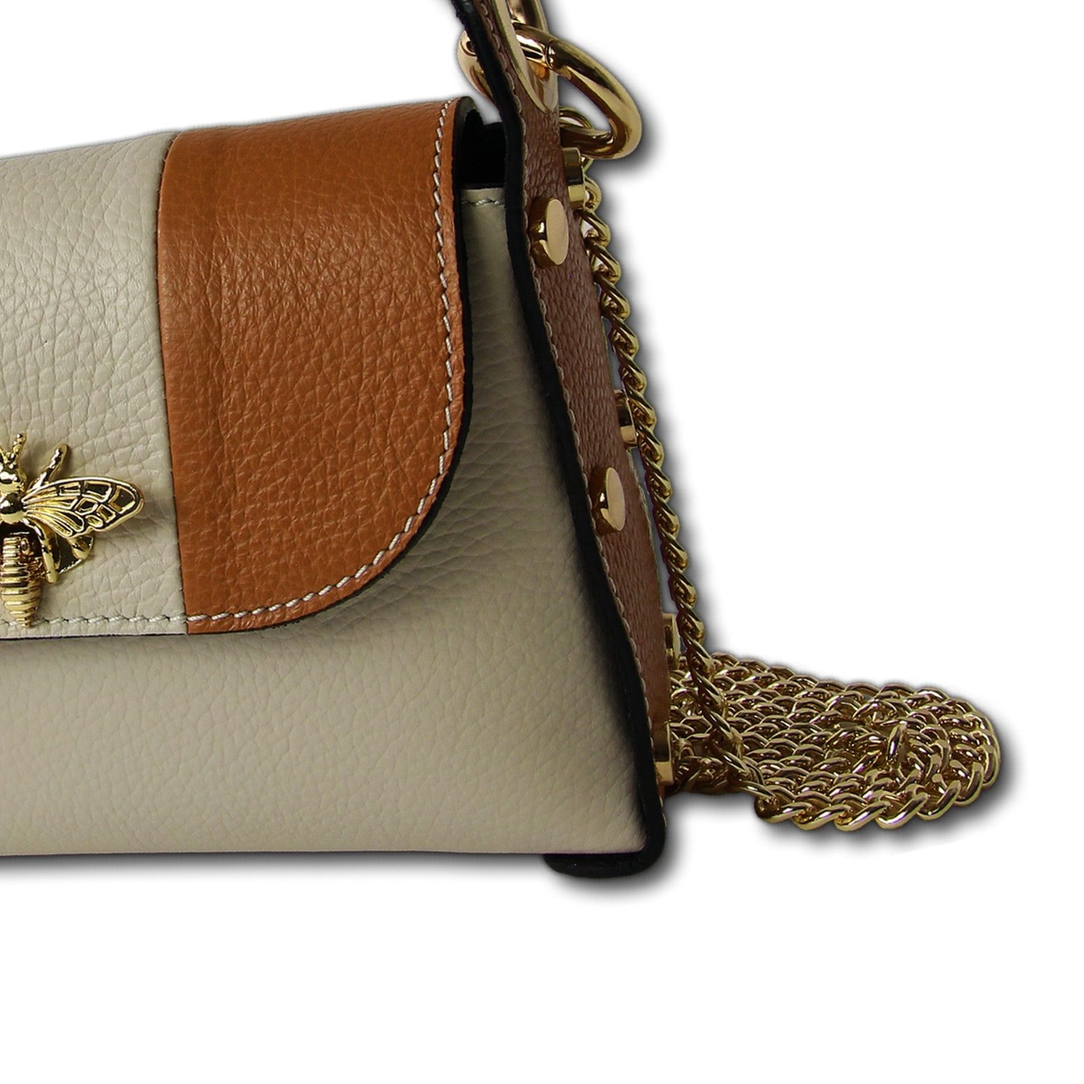 Toscanto Umhängetasche Toscanto Tasche beige, braun (Umhängetasche), Damen Umhängetasche Leder, beige, braun ca. 19cm x 14cm