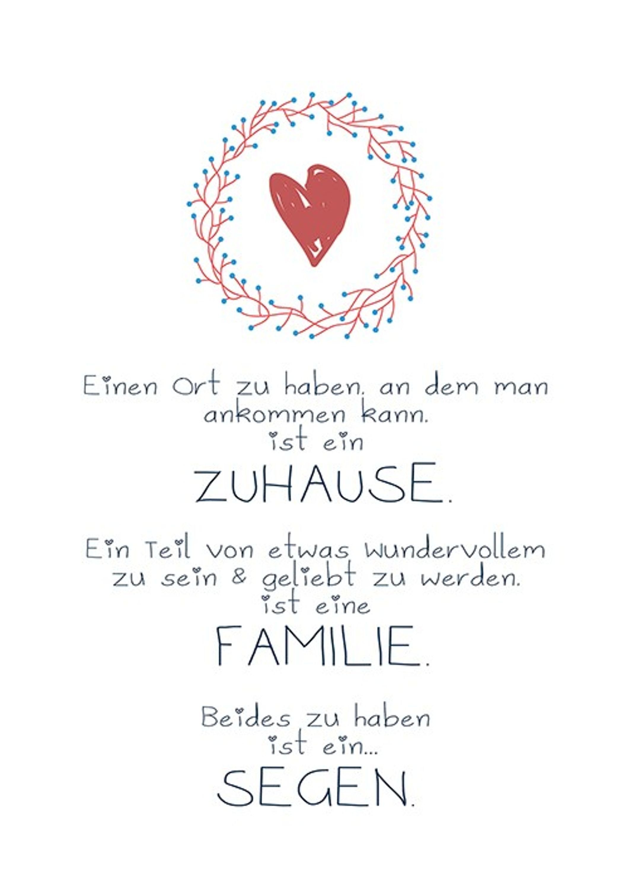 Familie Segen Zuhause mit artissimo und Sprüche: Herz, Spruch Zitate DinA4 Poster / Familie Zuhause / Wandbild Poster Sprüche Bild