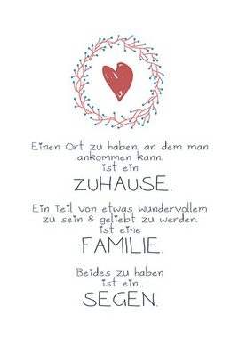 artissimo Poster Poster mit Spruch DinA4 Bild Wandbild Sprüche Zuhause Familie Herz, Zitate und Sprüche: Zuhause / Familie / Segen