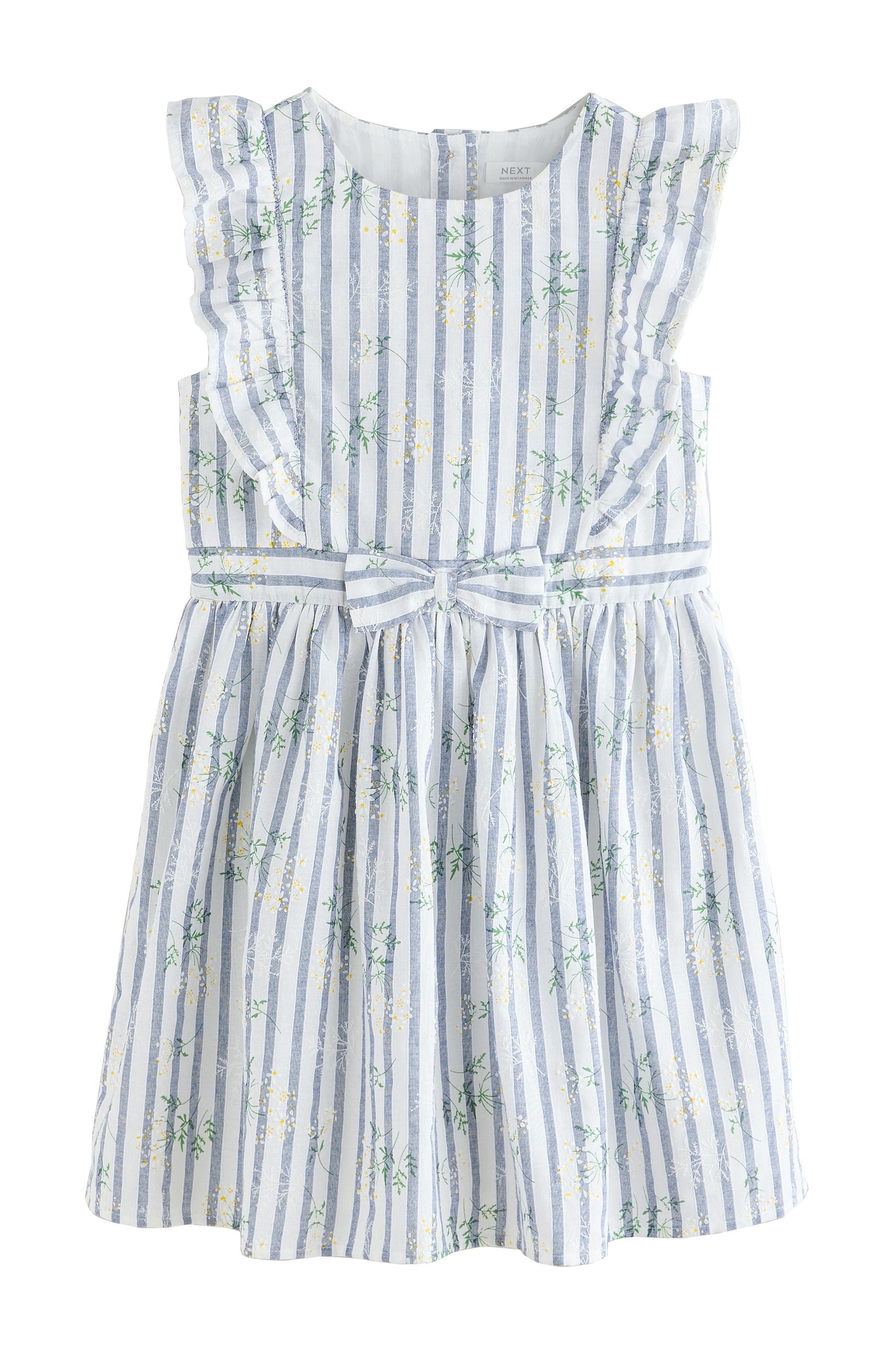 Tüllkleid Gestreiftes Kleid mit Rüschenärmeln