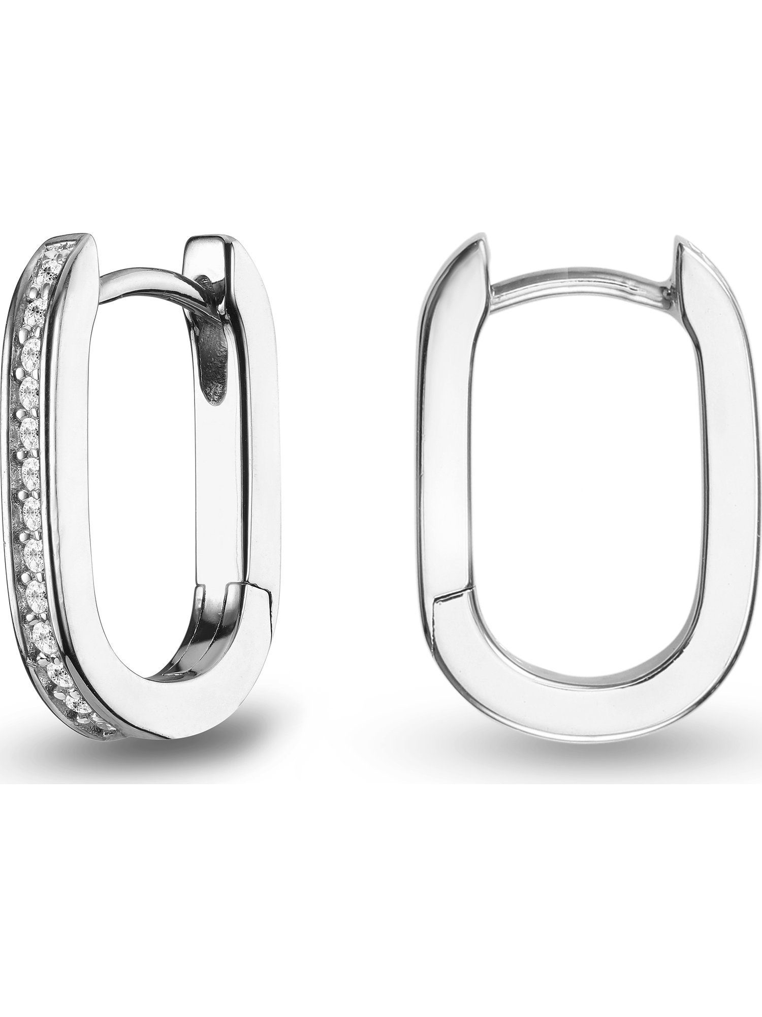 JETTE Paar Creolen JETTE Damen-Creolen 925er Silber 28 Zirkonia (Paar), LUNA