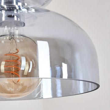 hofstein Hängeleuchte »Melpignano« Deckenlampe aus Metall/Glas in Chromfarben/Rauchfarben, ohne Leuchtmittel, Pendellampe, Schirm aus Echtglas, Ø24,5cm, Höhe max.111,5cm, 1xE27