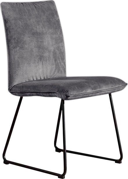 K+W Komfort & Wohnen Kufenstuhl schwarz Struktur Metall Stuhl in Rundrohrkufe Deseo mit II
