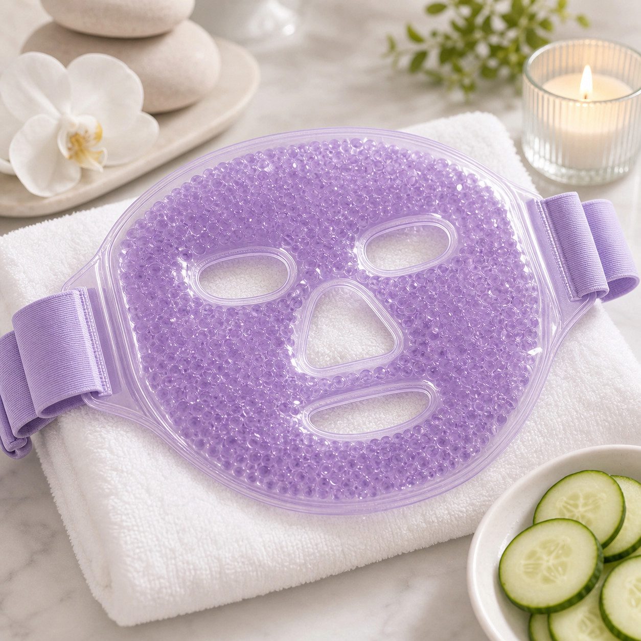 H-basics Schlafmaske Gel Kühlmaske warm kalt wiederverwendbar Lila, Kalt- und Warm-Anwendung