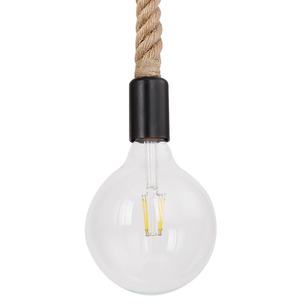 Lampe Pendel Hänge Leuchtmittel Farbwechsel, Fernbedienung Holz Warmweiß, inklusive, Leuchte Hanfseil Decken etc-shop Pendelleuchte, LED
