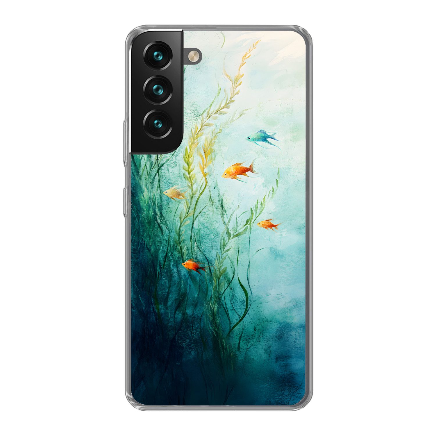 MuchoWow Handyhülle für Samsung Galaxy S22 Plus Wasserpflanzen - Fische - Farbenfroh - Was, Phone Case, Silikon, Schutzhülle Dünn