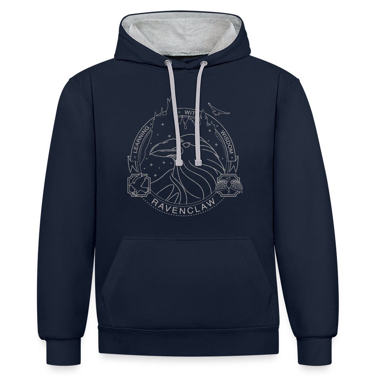 Spreadshirt Hoodie Harry Potter Ravenclaw Silver Unisex Kontrast Hoodie (1-tlg)