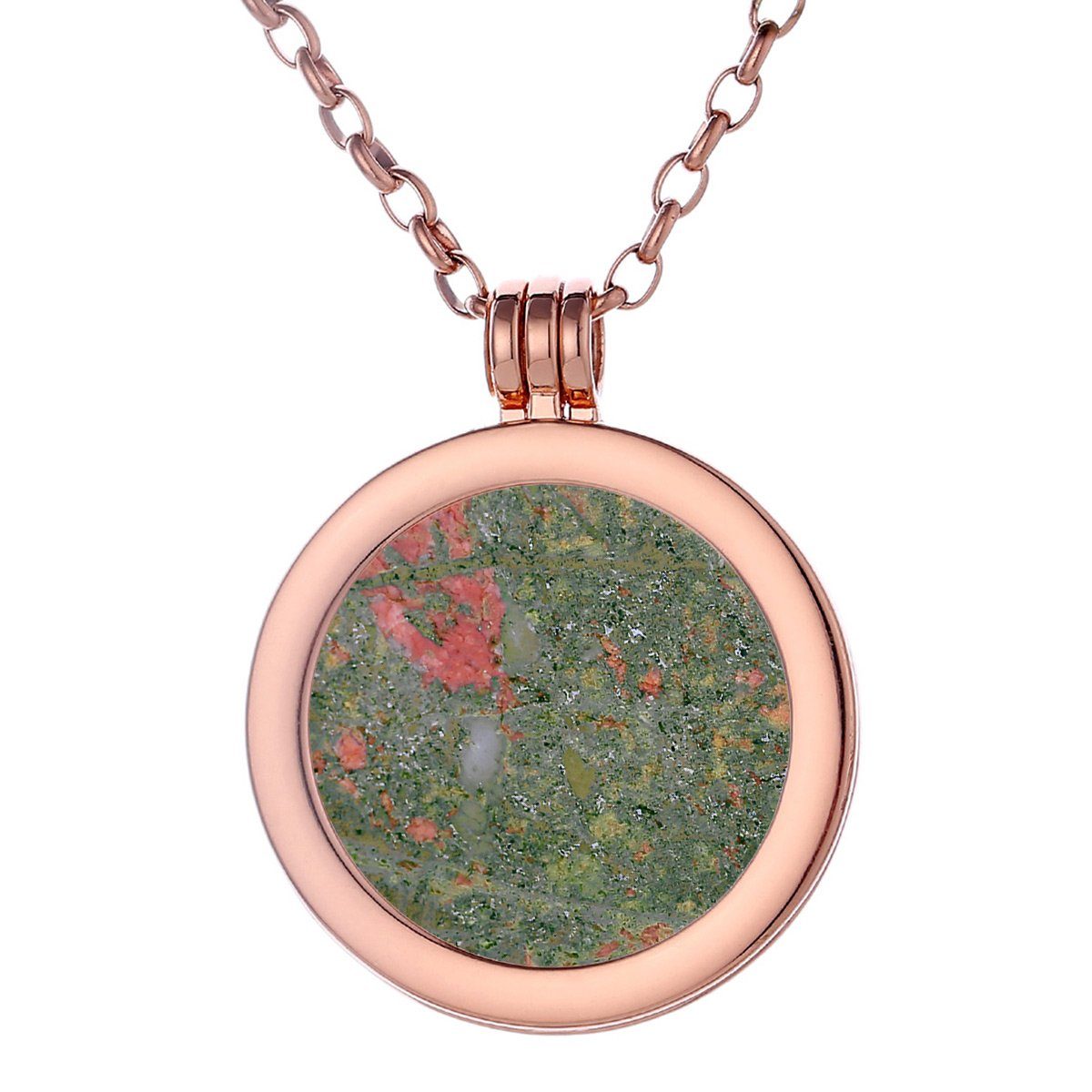 Kette mit Anhänger Halskette roségold mit Chakren Scheibe 33 mm