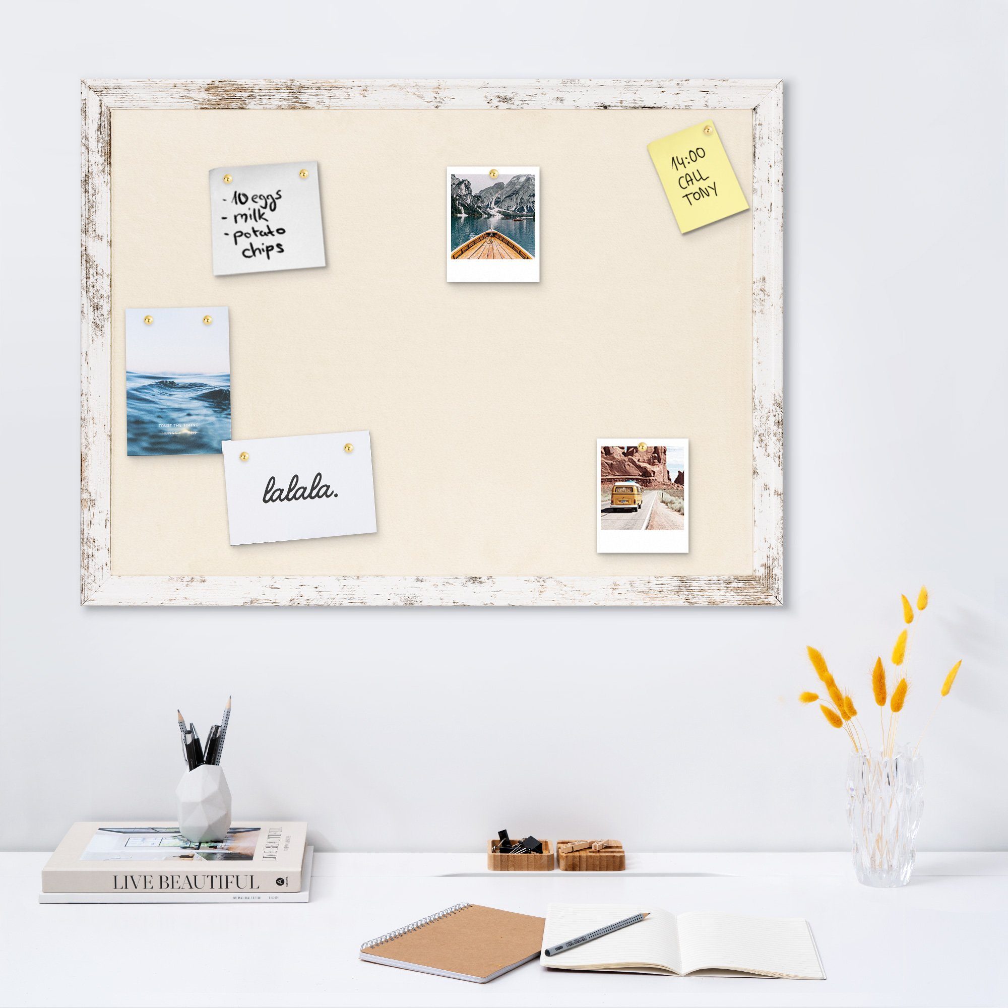 Navaris Memoboard Pinnwand Collage Fotowand aus Plüsch - 60x45cm Halter Fot günstig online kaufen