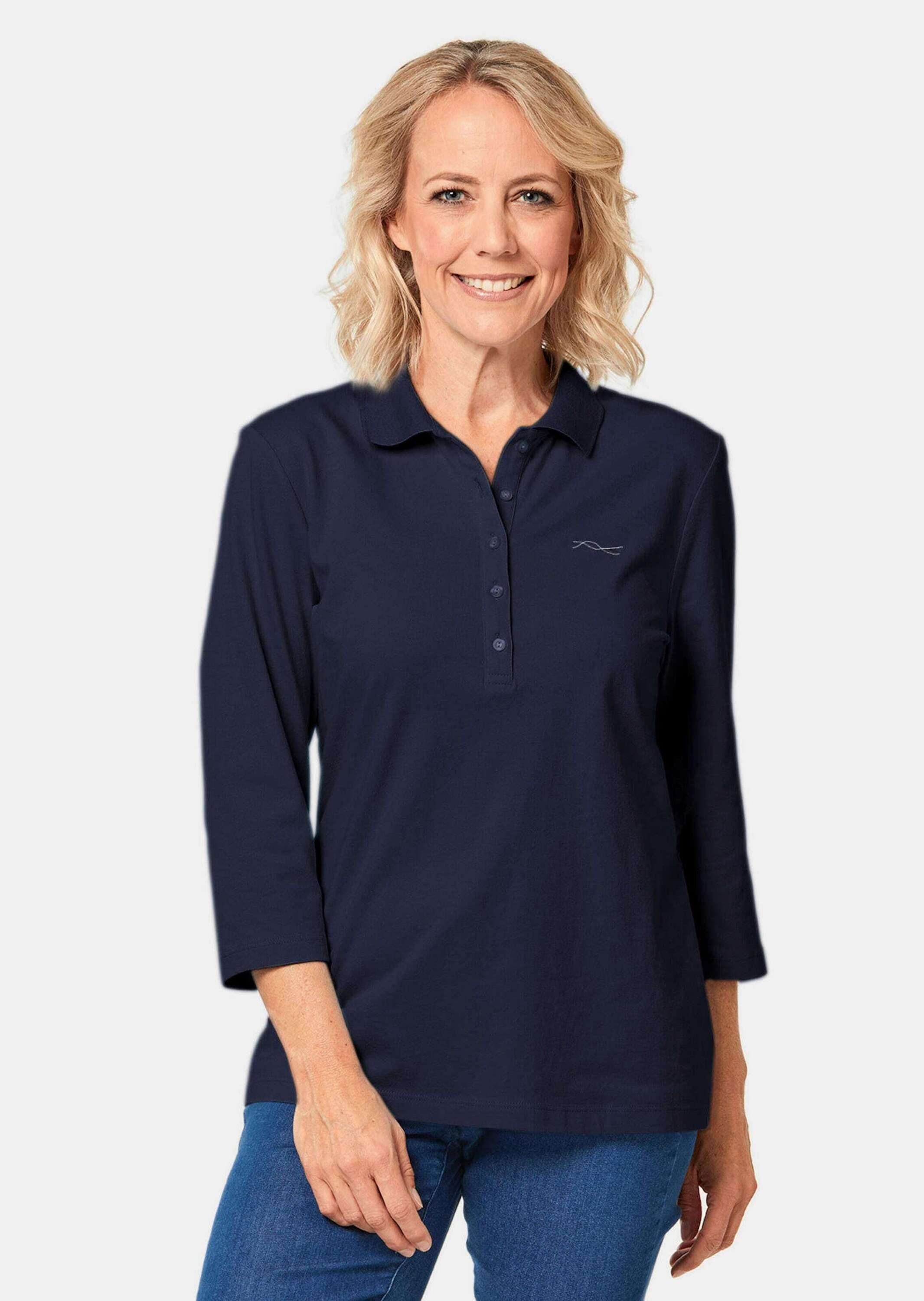 Poloshirt Baumwollshirt mit Glanzakzenten