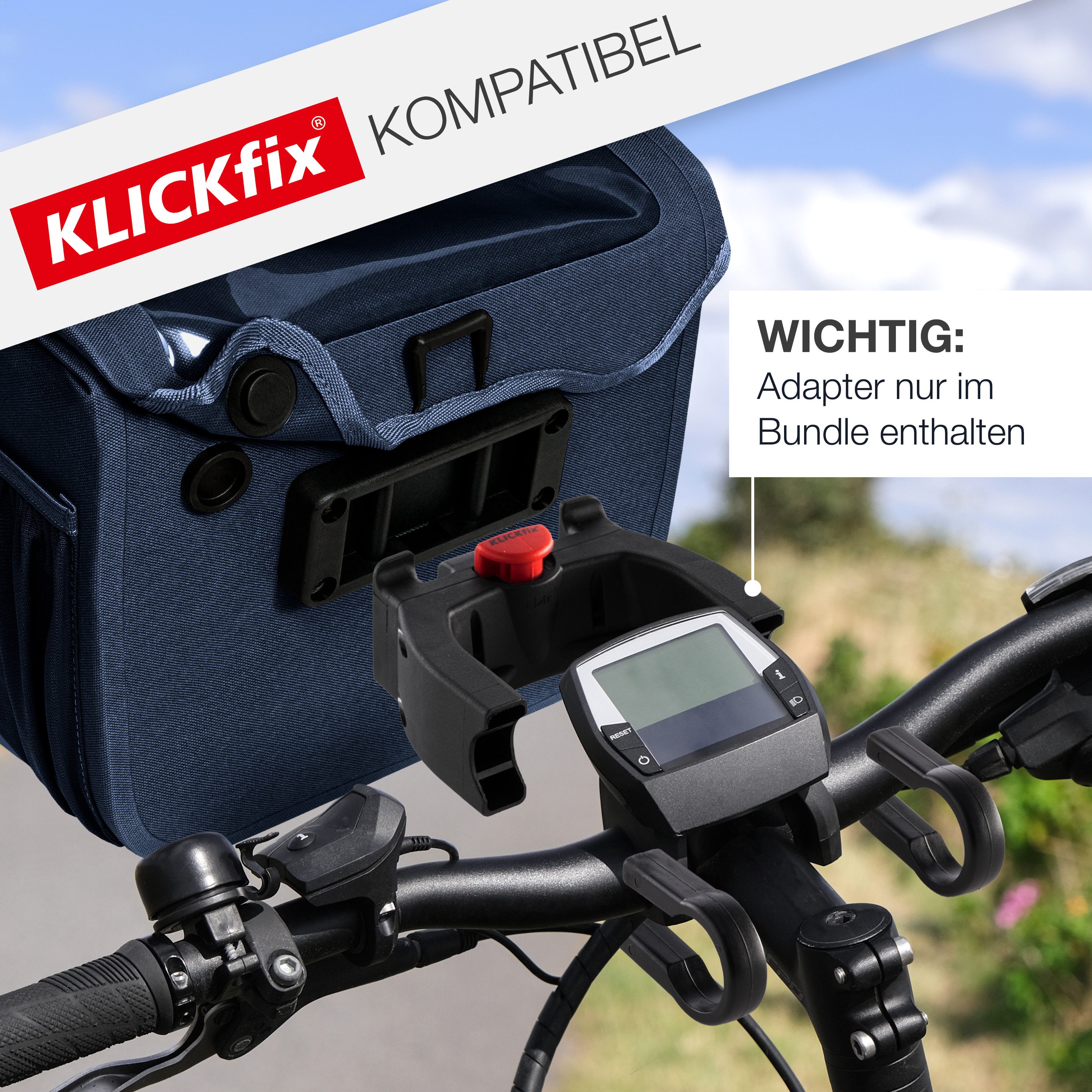 Valkental Lenkertasche Fahrradtasche vorne mit Handyfach, Klickfix-kompatibel, wasserdicht & reflektierend – Bild 3 von 5