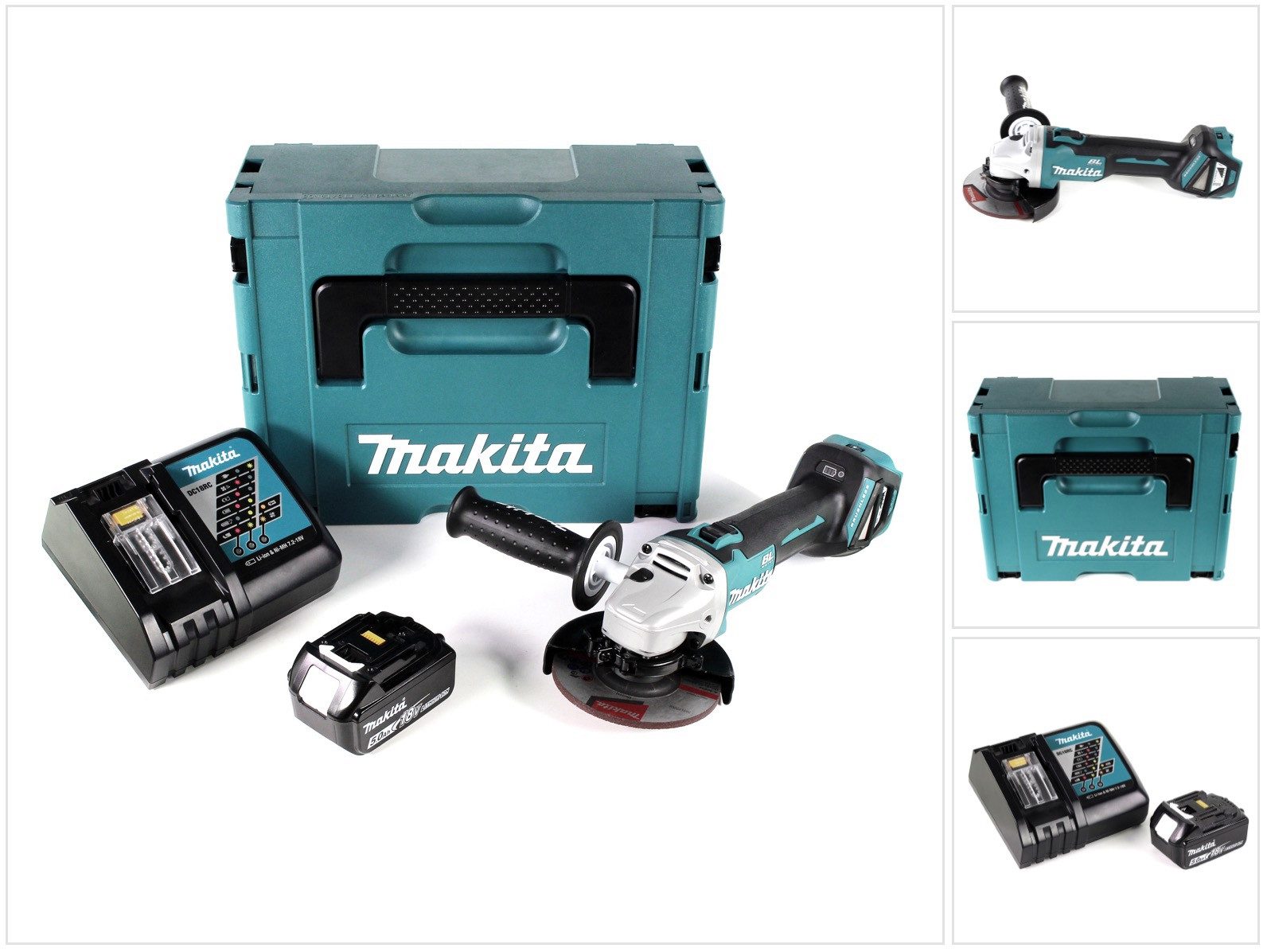 Makita Akku-Winkelschleifer DGA 511 RT1J Akku Winkelschleifer 18V 125mm Brushless + 1x Akku 5,0Ah