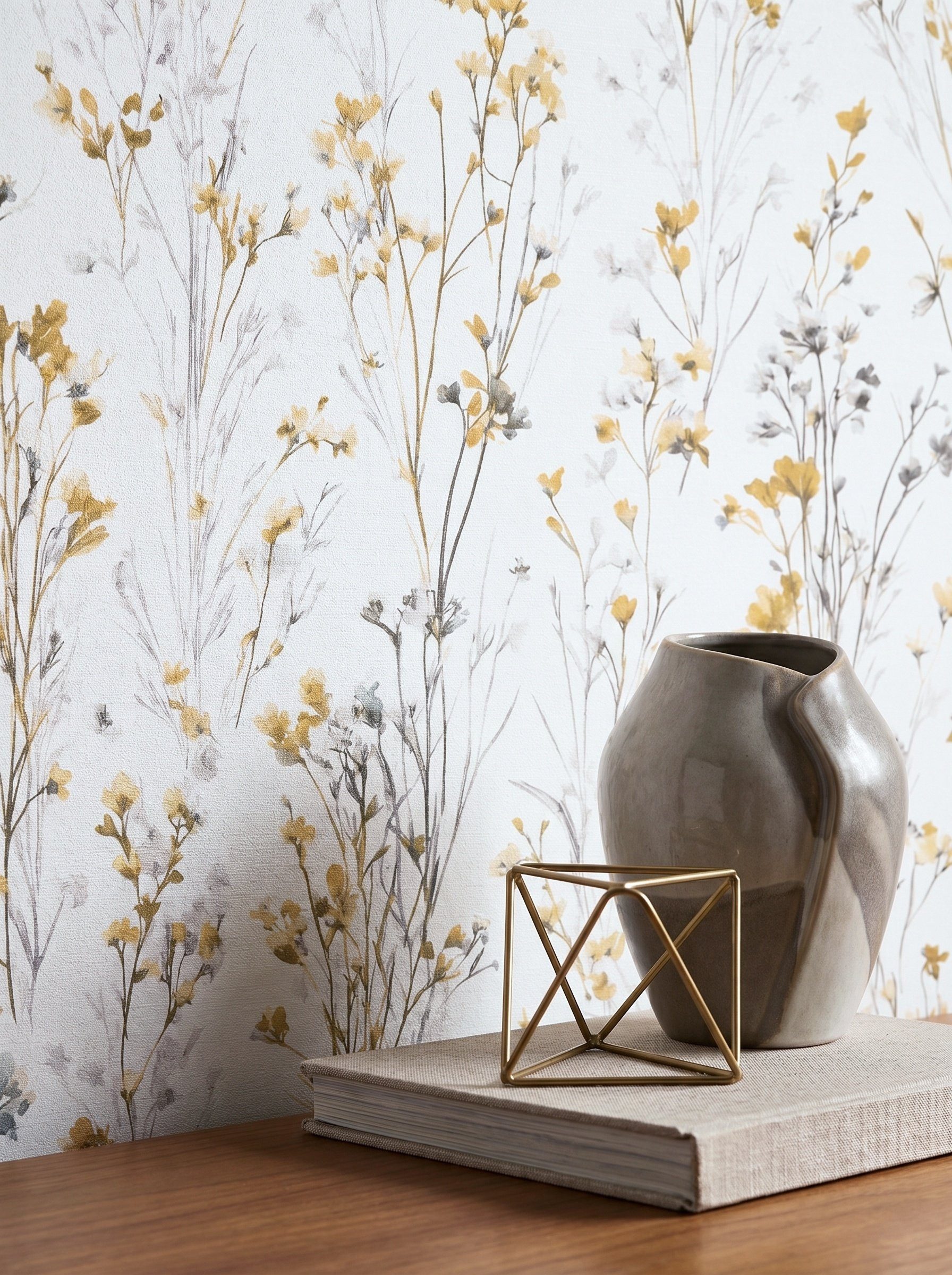 Newroom Vliestapete Lunara Ocker Tapete Vliestapete Blumen, Floral, Blumenranke, strukturiert, Mustertapete