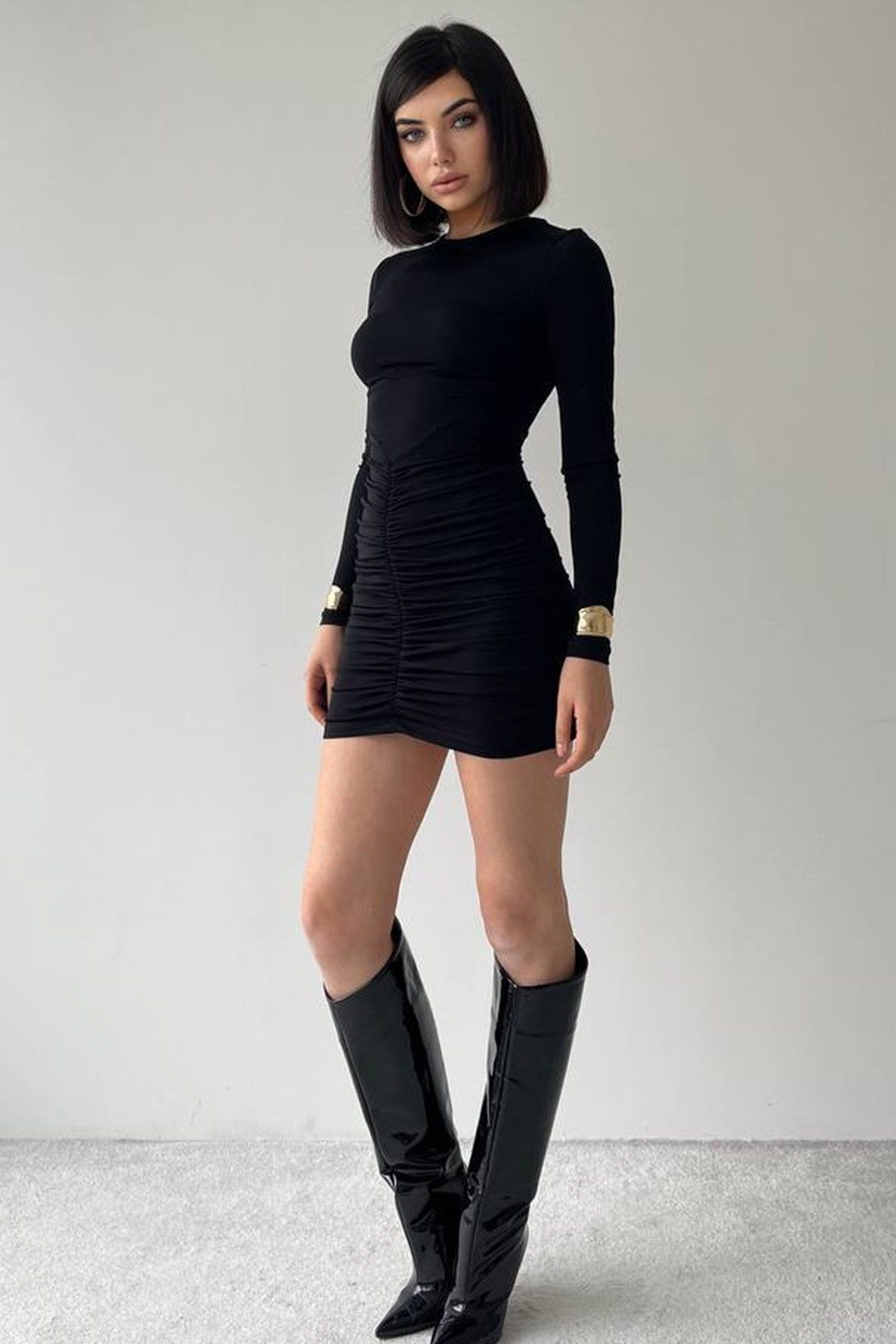 Abendkleid Minikleid mit gerafftem Rock