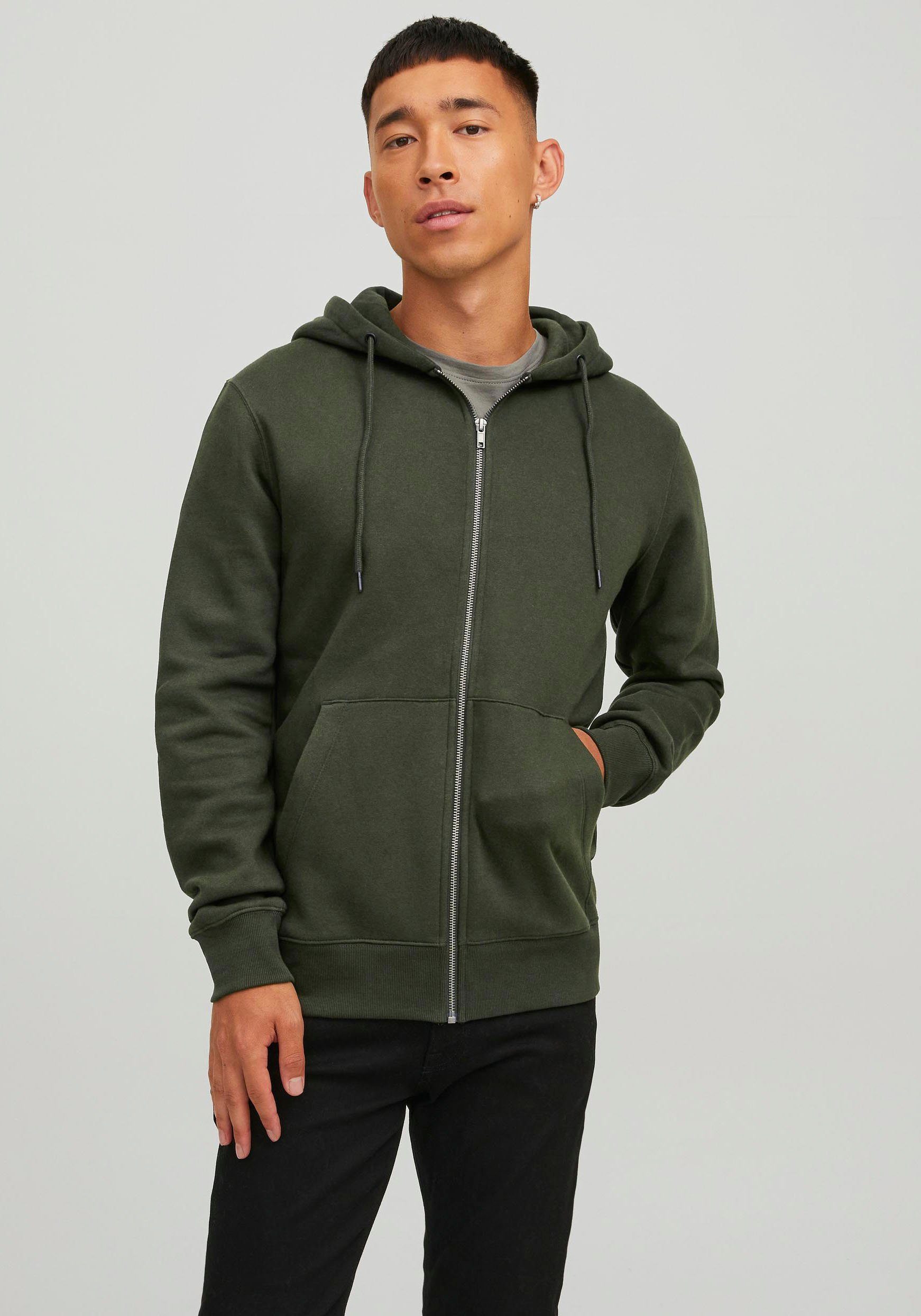 Jack & Jones Kapuzensweatjacke dunkelgrün ZIP STAR BASIC HOOD SWEAT