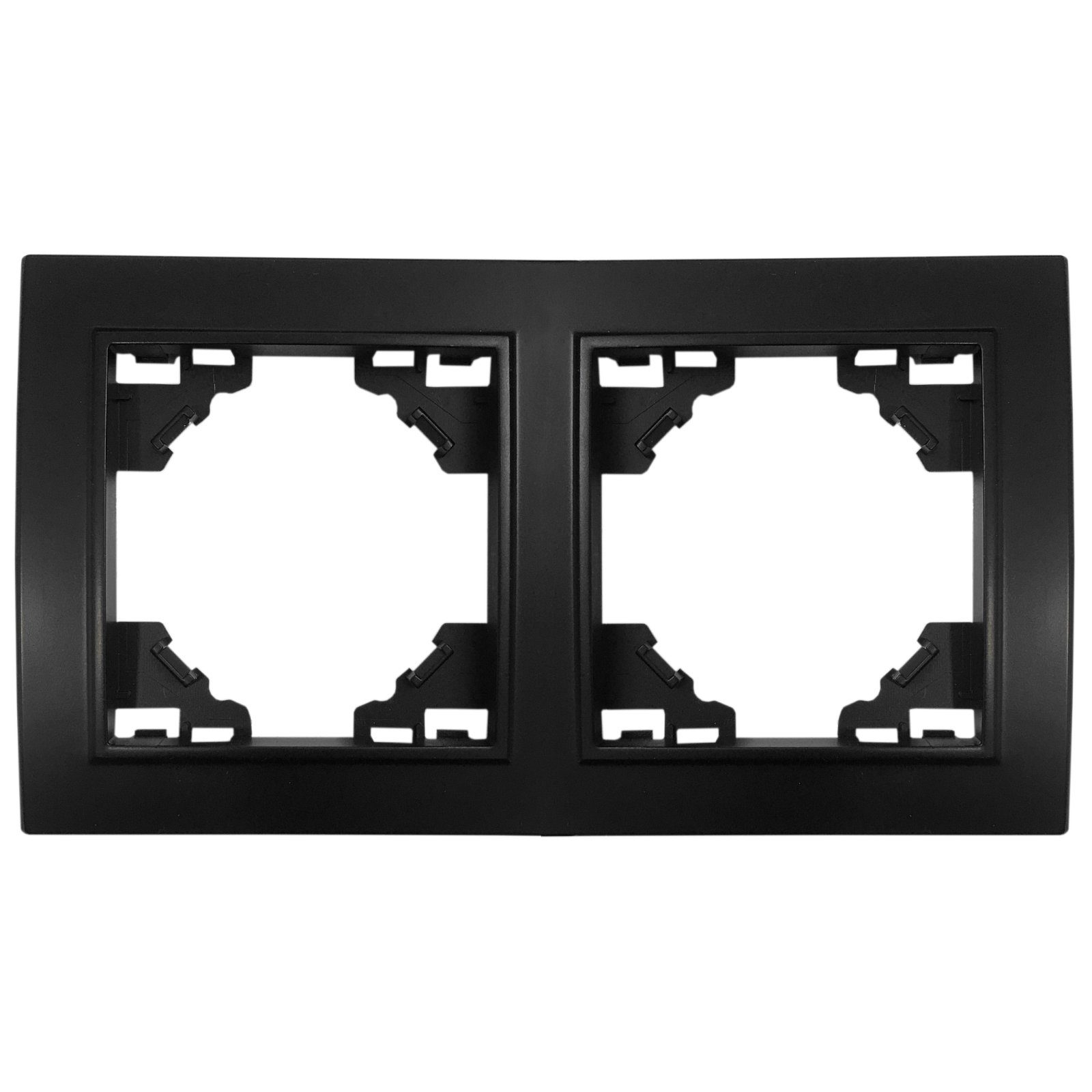 ADELID Schalter, Rahmen 2-Fach für Steckdosen Schalter Unterputz 153x82x8mm horizontal Schwarz Matt