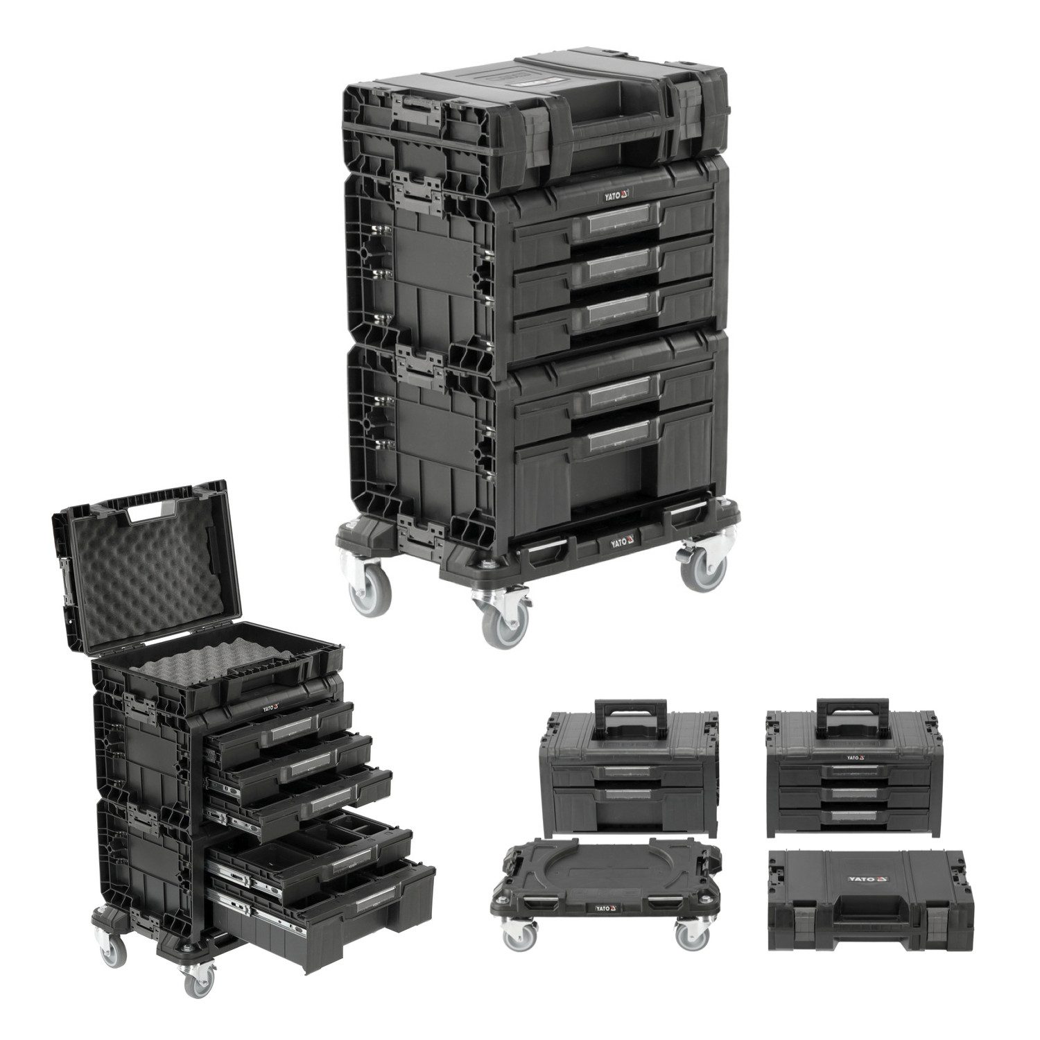 TRIZERATOP Werkzeugkoffer Systemkoffer, Werkzeugkoffer SET 50x32x74 cm (4 Teilig) (komplett, komplett)