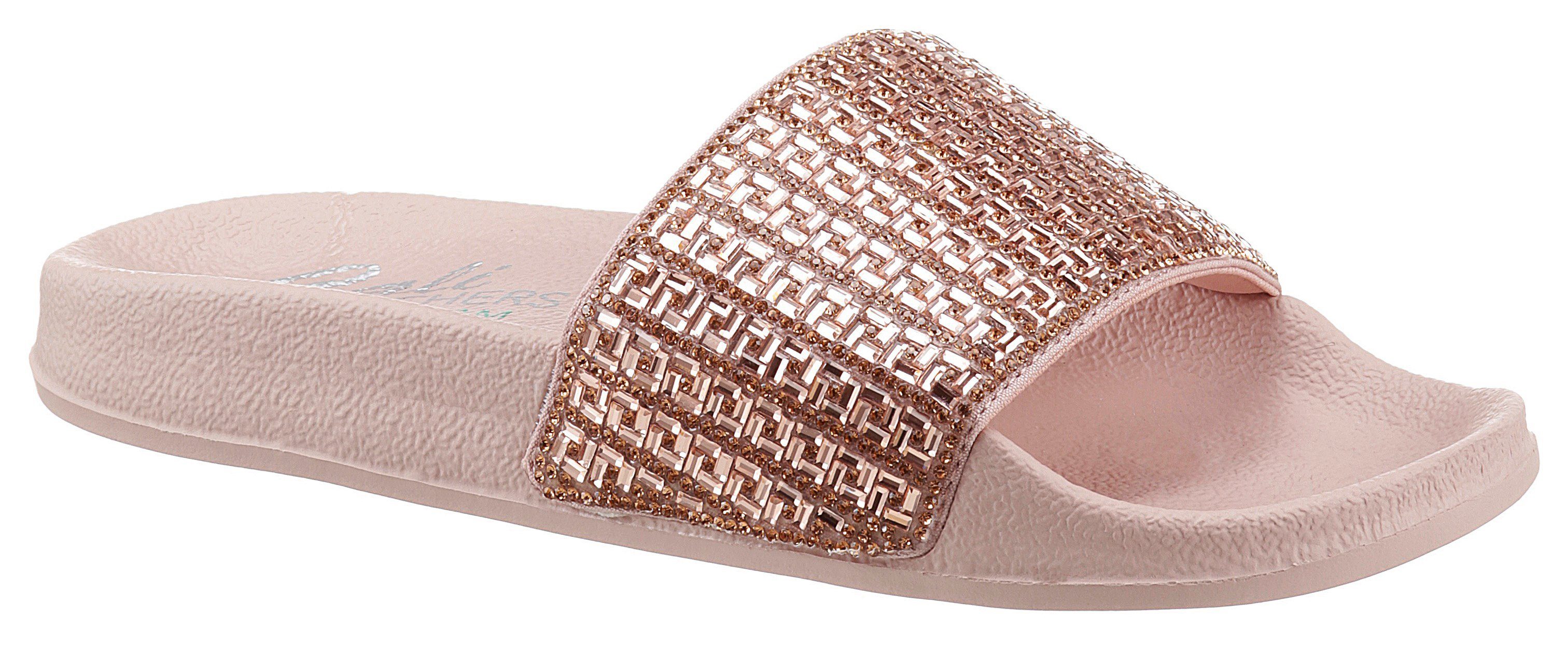 Skechers POP UPS NEW SPARK Pantolette, Sommerschuh, Schlappen mit funkelnder Bandage