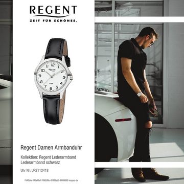 Regent Quarzuhr Regent Damen Uhr 2112418 Leder Quarz, Damen Armbanduhr rund, klein (ca. 29mm), Lederarmband