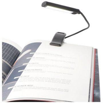 Velamp LED Taschenlampe LED-Leseleuchte wiederaufladbar, 2W, 3 Leuchtstufen, mit Clip, inklus