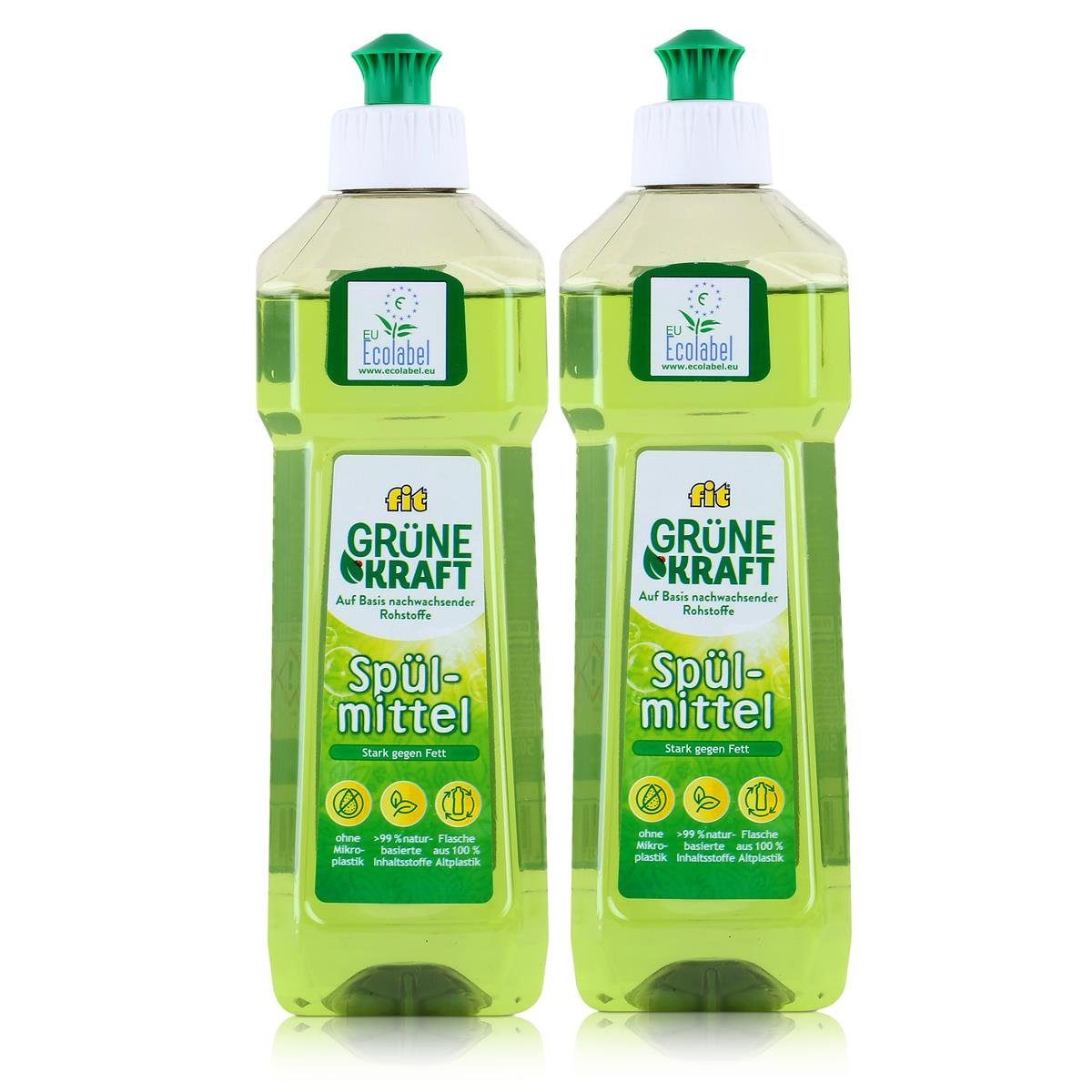 FIT fit Spülmittel grüne Kraft 500ml - Stark gegen Fett (2er Pack) Geschirrspülmittel