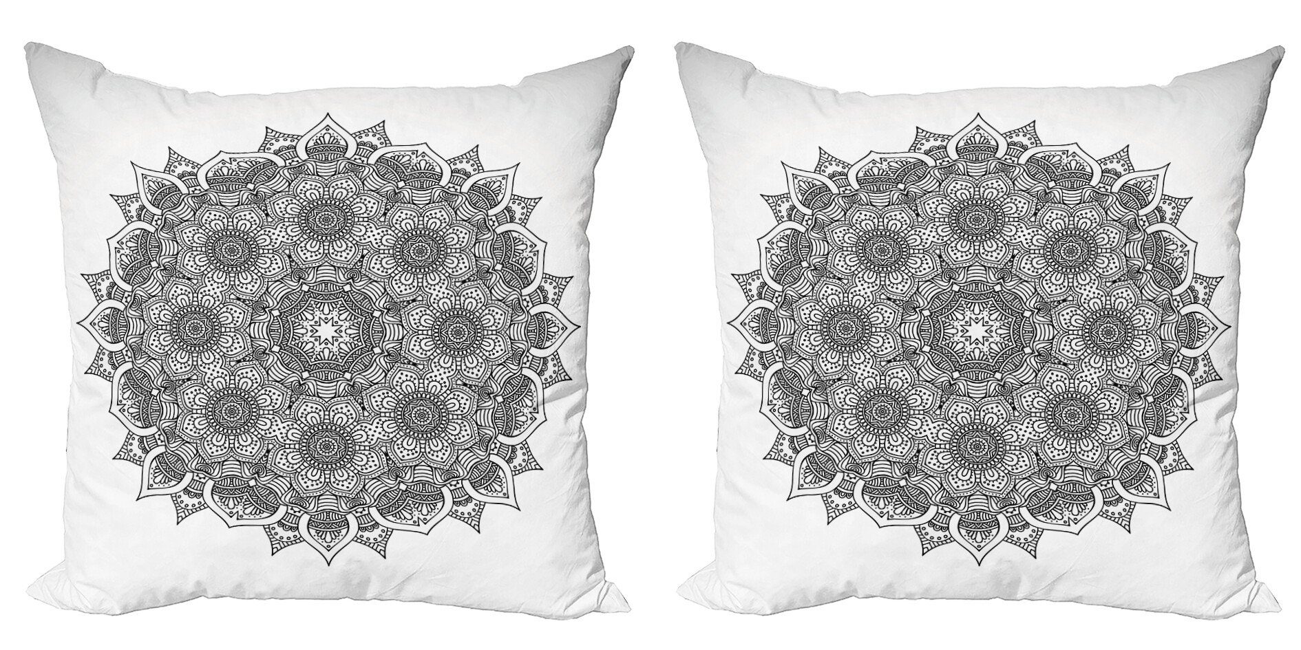 Kissenbezüge Modern Accent Doppelseitiger Abakuhaus (2 Mandala Blumen Stück), Digitaldruck, Schwarz man