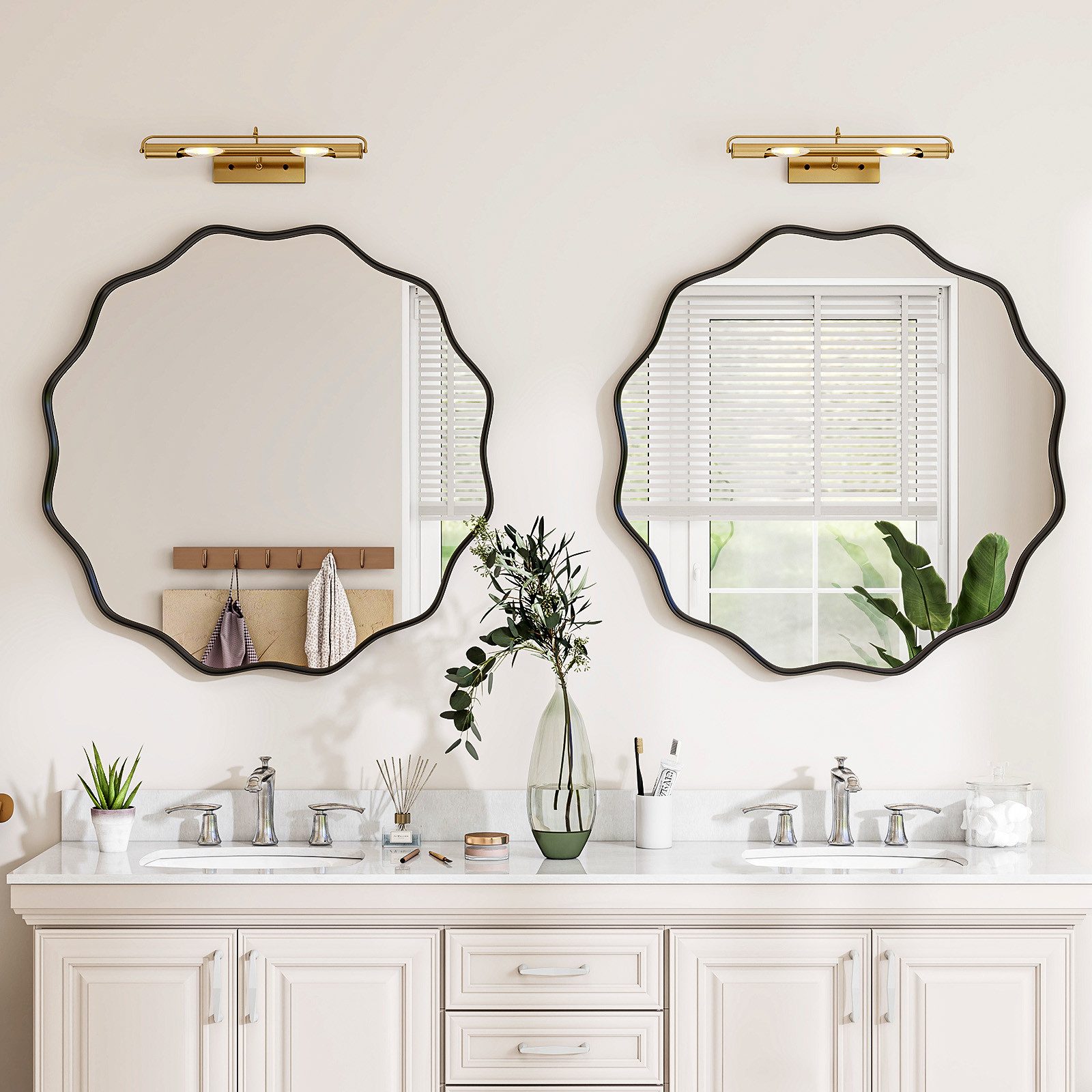 BEAUTYPEAK Dekospiegel Wellenförmiger runder dekorativer Wandspiegel